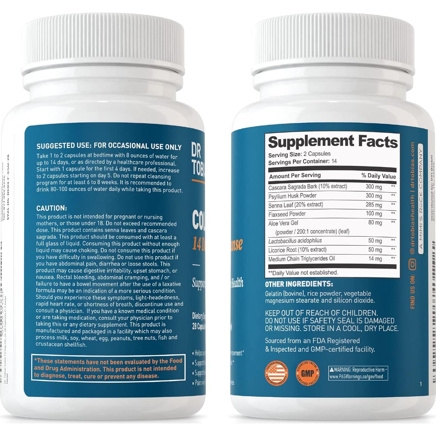 Dr. Tobias Omega 3 Vegano de Algas 420mg + Limpieza de Colon 14 Días