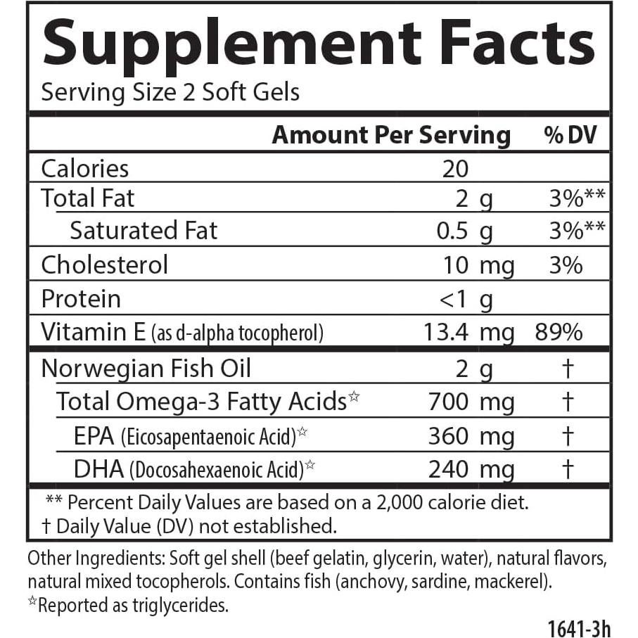 Suplemento Omega 3 Carlson 700 mg - 120 Gelatinas Blandas Naranja