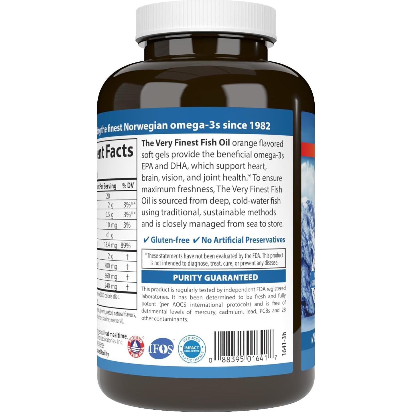 Suplemento Omega 3 Carlson 700 mg - 120 Gelatinas Blandas Naranja