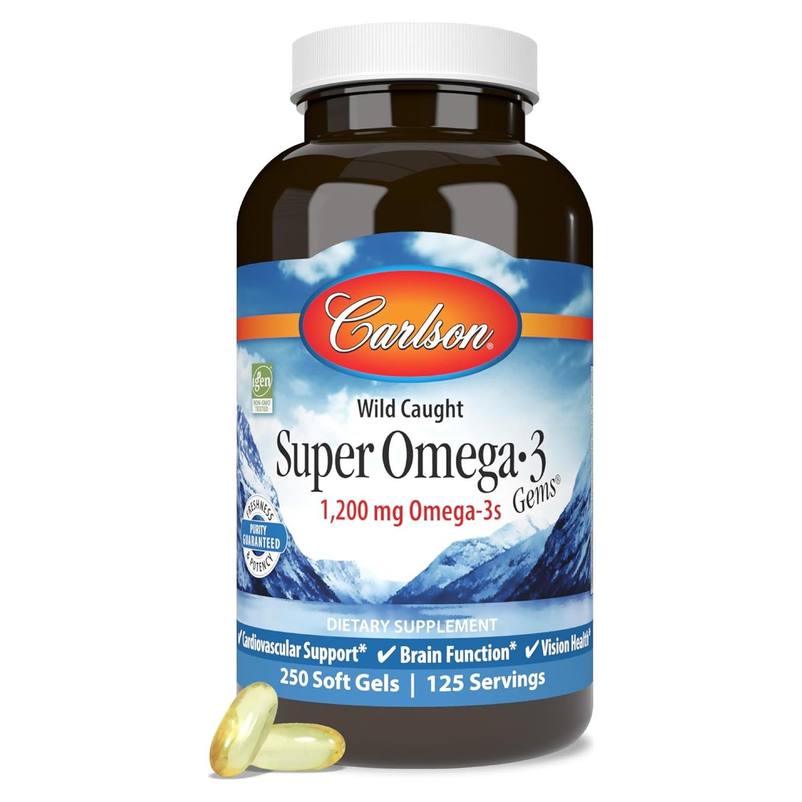 Carlson Omega-3 Gems 1200 mg, 250 geles blandos, Salud Natural