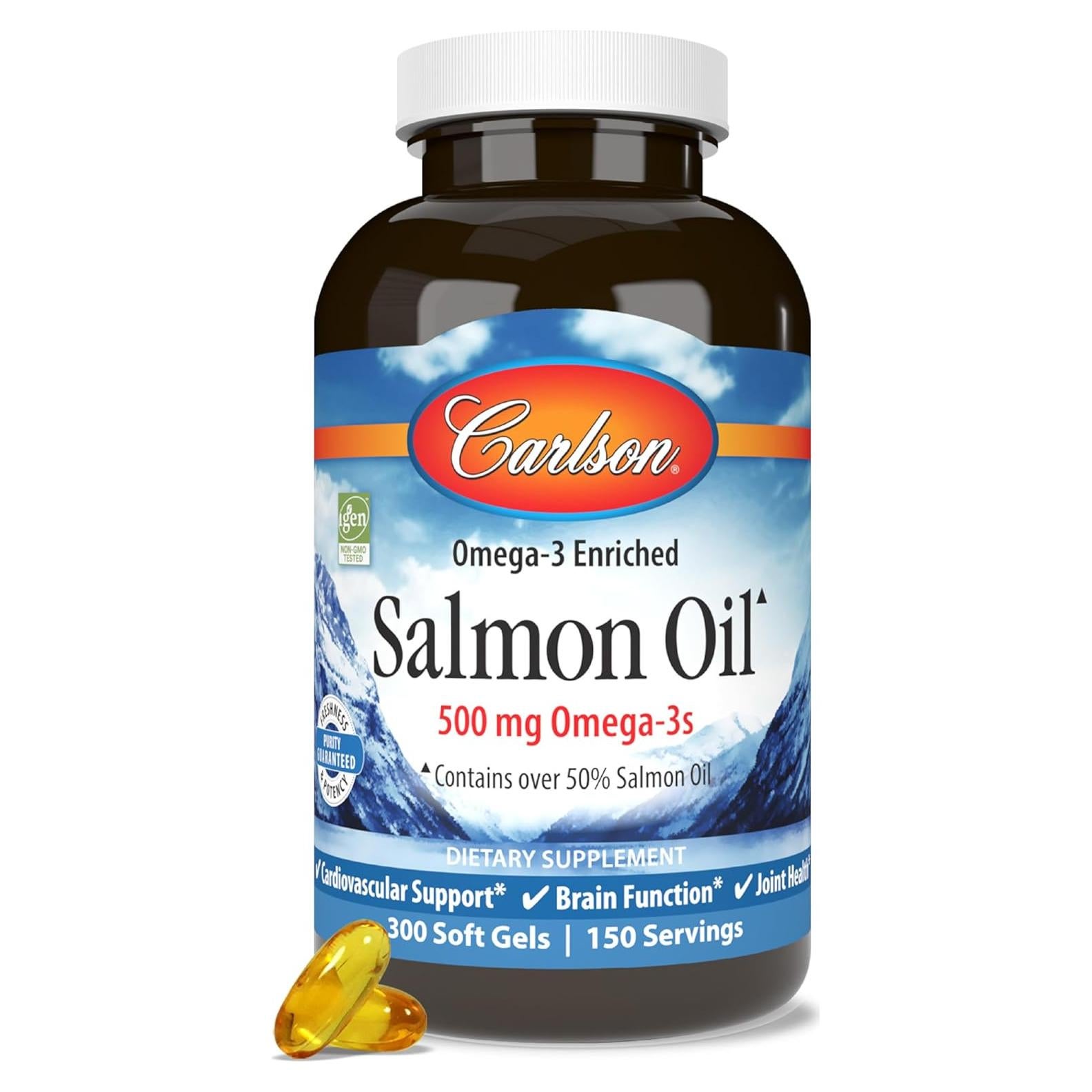 Aceite de Salmón Carlson 500 mg Omega-3 300 Cápsulas