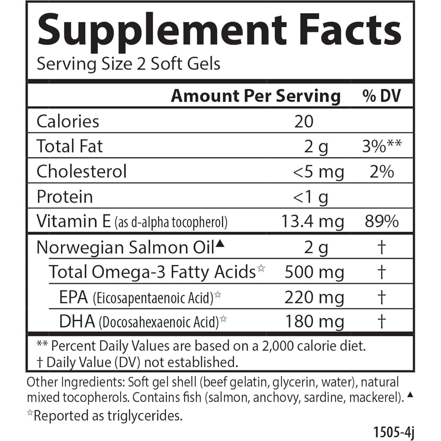 Aceite de Salmón Carlson 500 mg Omega-3 300 Cápsulas