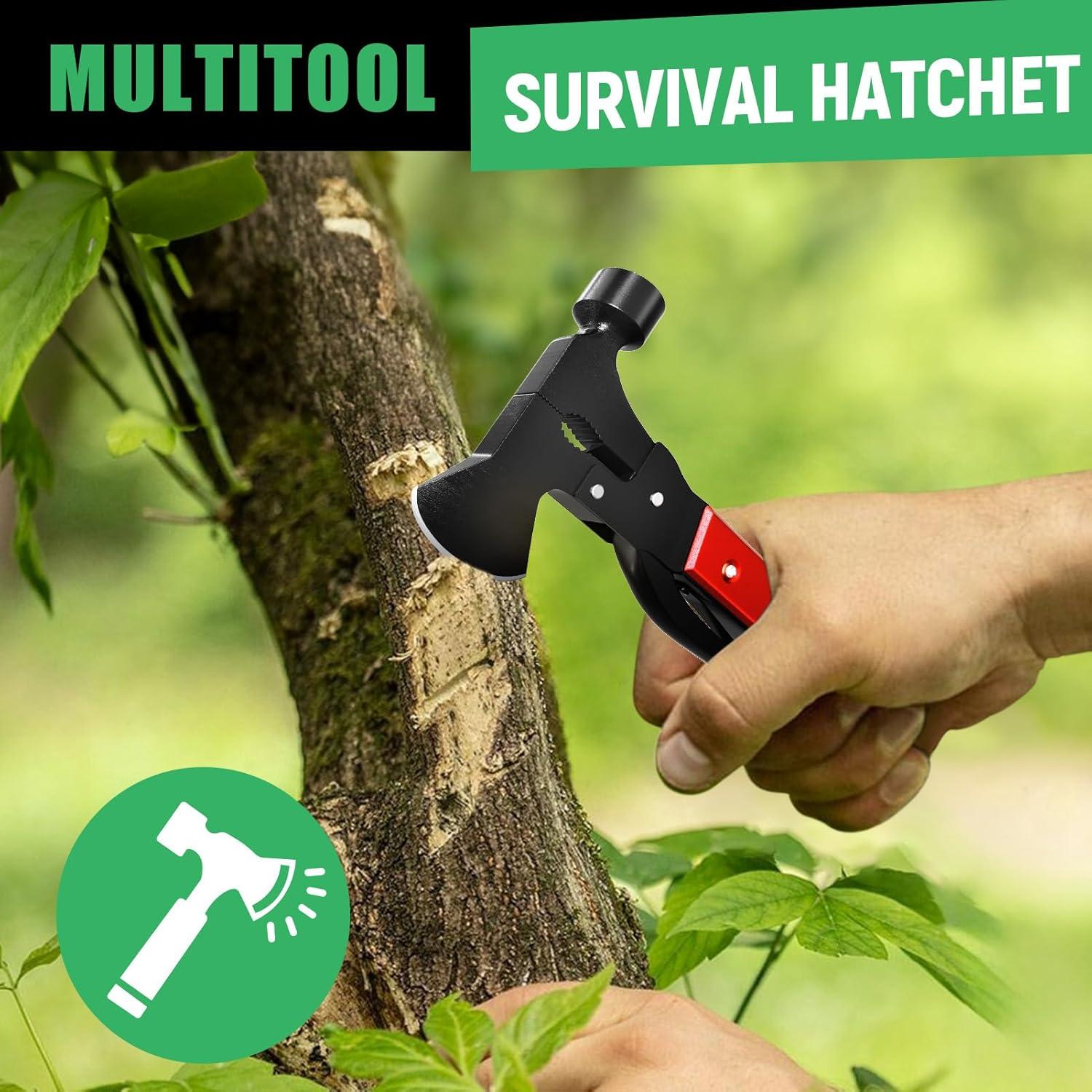 Hacha Multitool 15 en 1 DETDLIB Roja para Camping