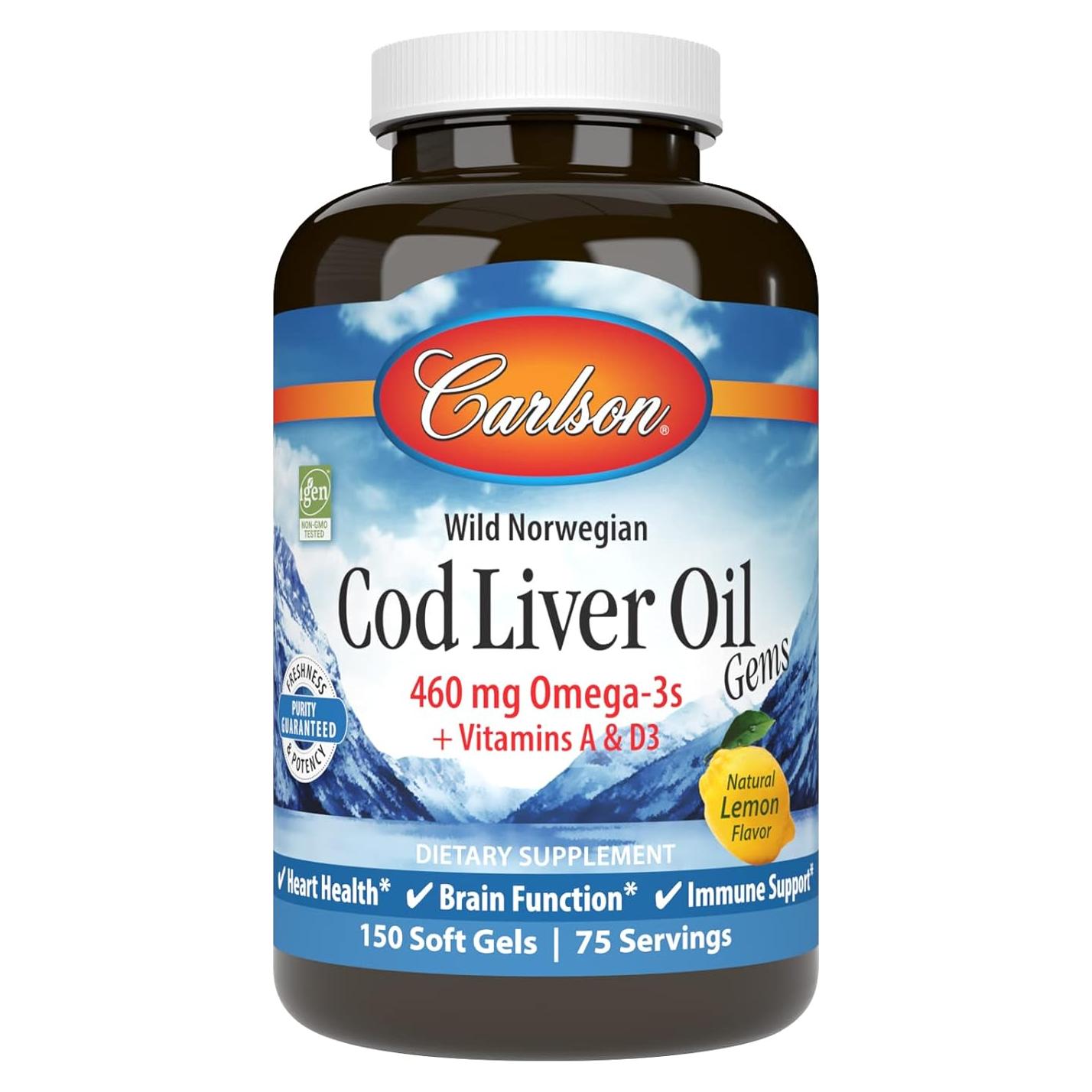 Cápsulas de Aceite de Hígado de Bacalao Carlson 460 mg Omega-3