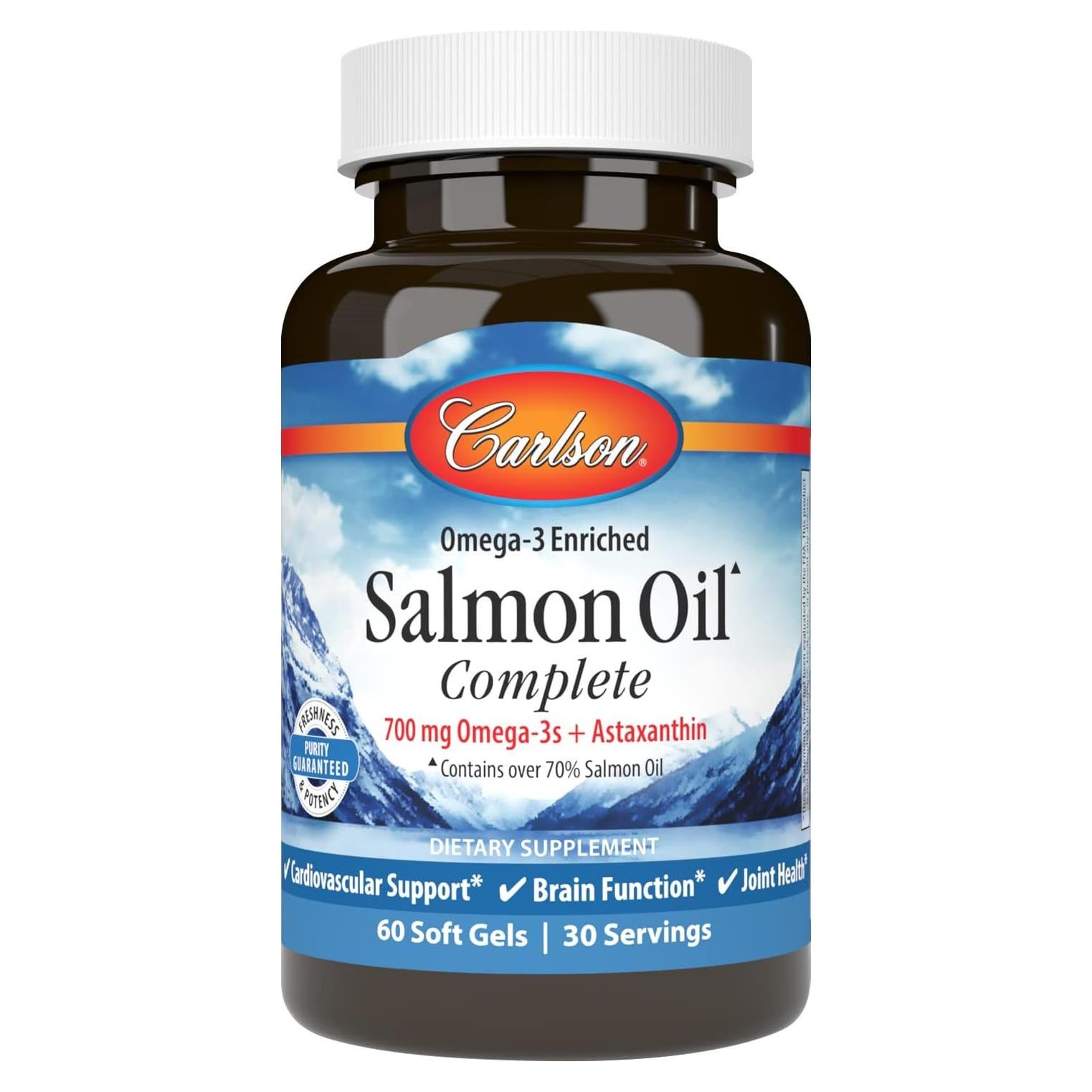 Carlson Aceite de Salmón 700 mg Omega-3s + Astaxantina 60 Gelatinas