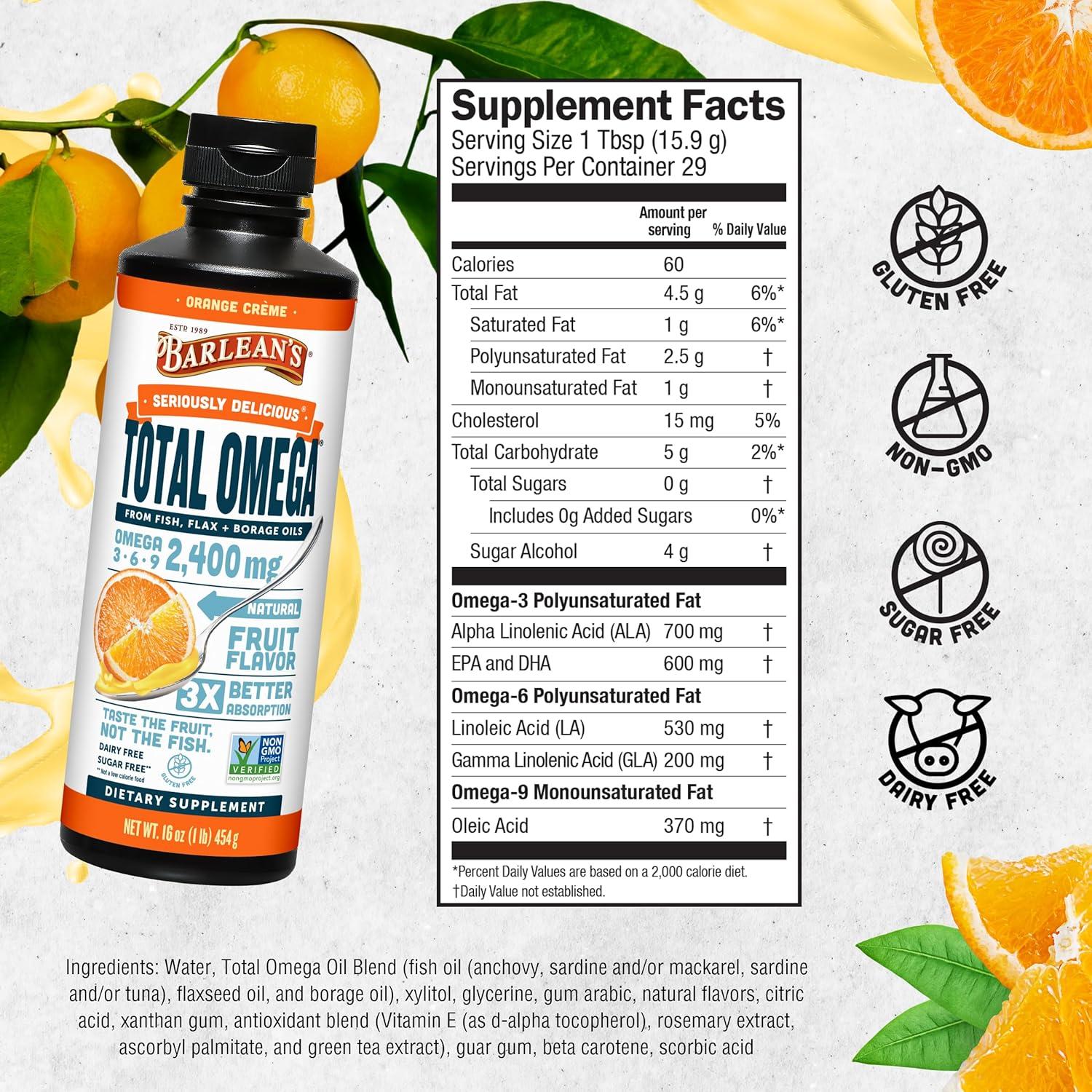 Suplemento Omega 3-6-9 Barlean's Aceite de Pescado 473 ml