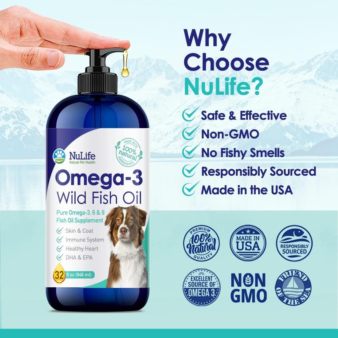 Aceite de Pescado Líquido NuLife 32 oz Omega 3 para Perros