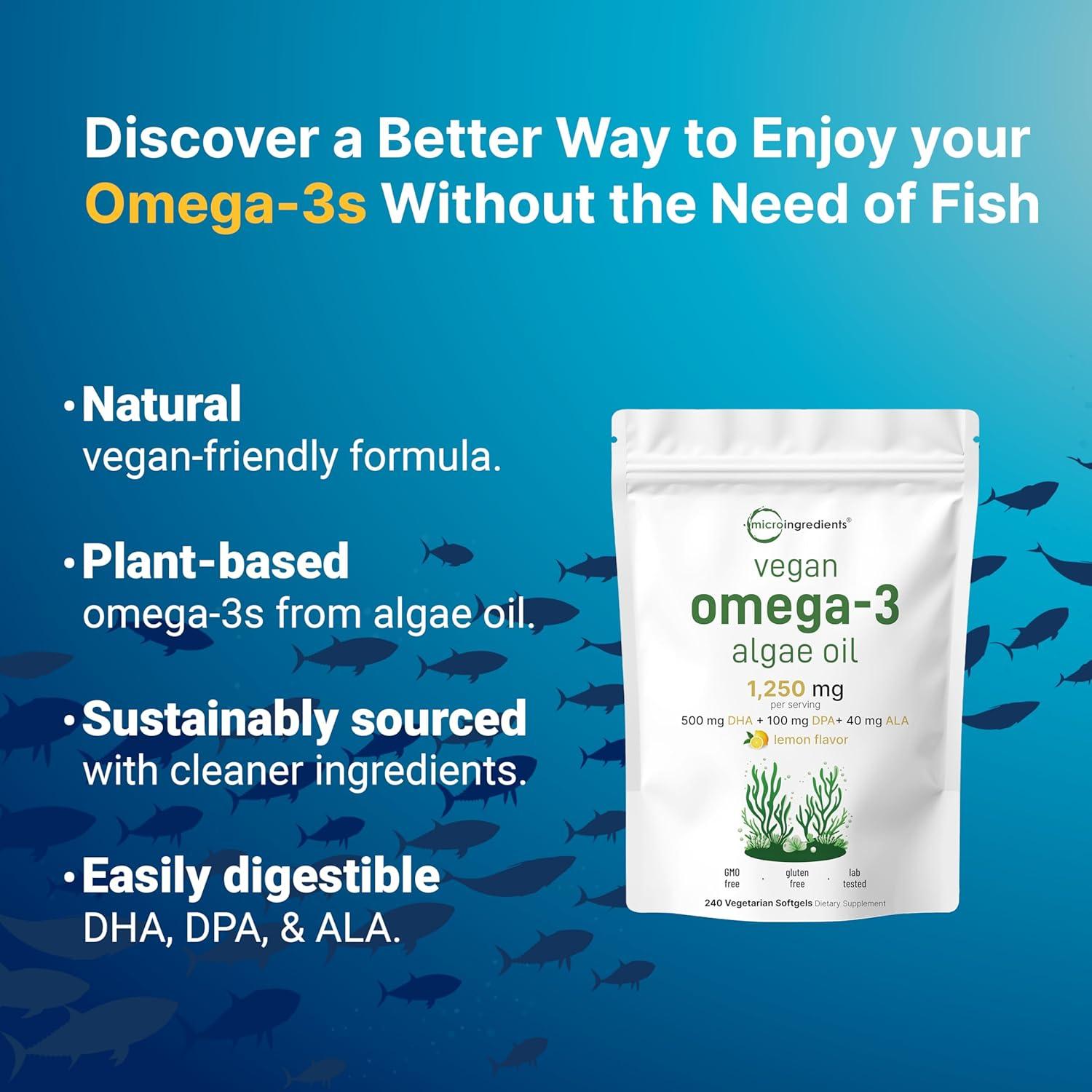 Micro Ingredients Aceite de Algas Omega 3 Vegano 240 Cápsulas