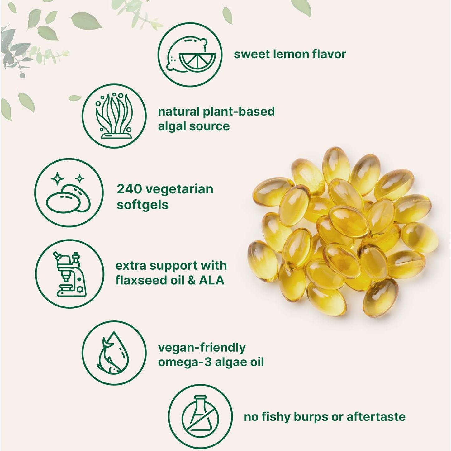 Micro Ingredients Aceite de Algas Omega 3 Vegano 240 Cápsulas
