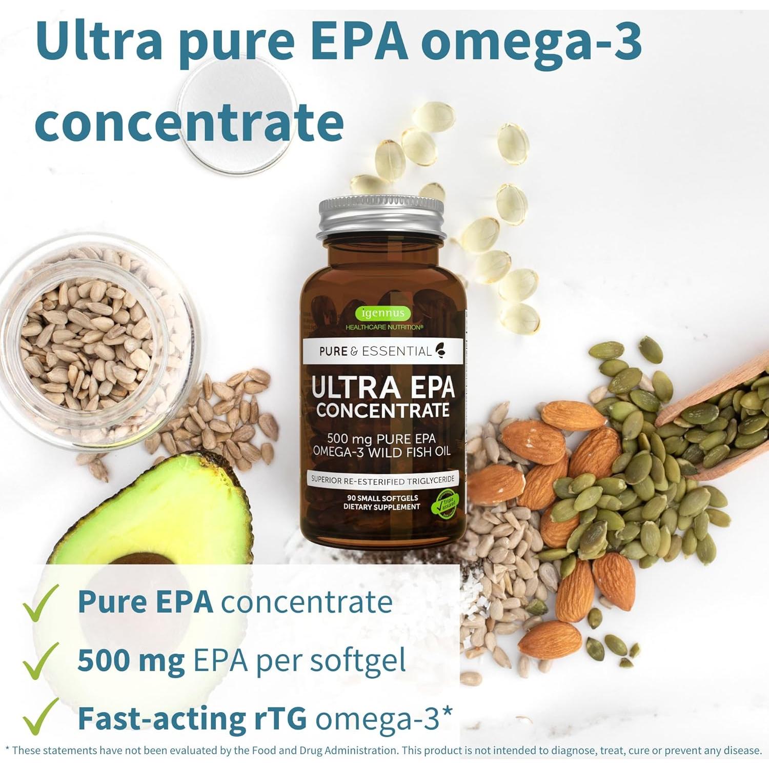 Suplemento Omega-3 EPA 500mg Igennus, 90 Cápsulas Blandas