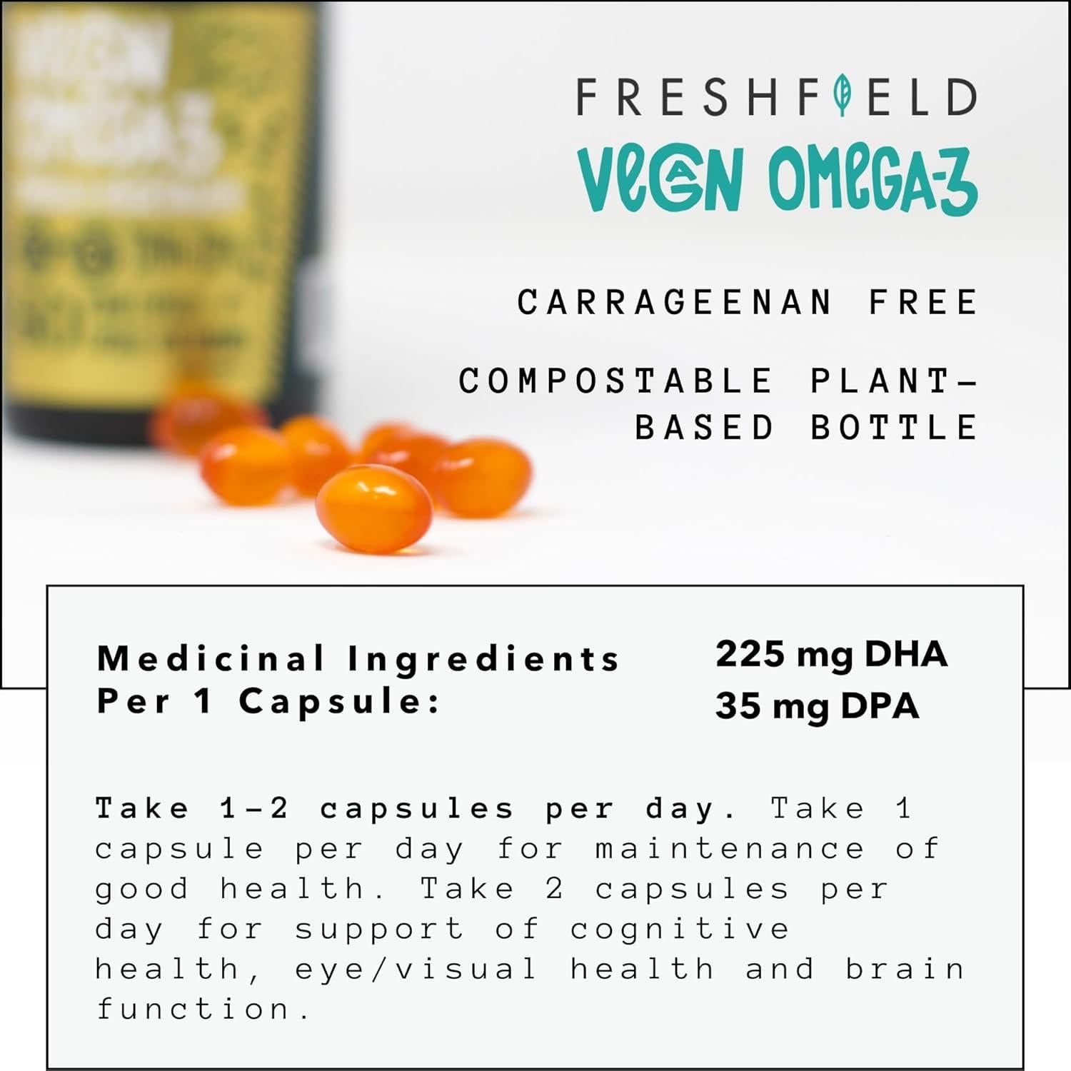 Omega 3 DHA Vegano Freshfield 60 Cápsulas - Sin Metales Pesados
