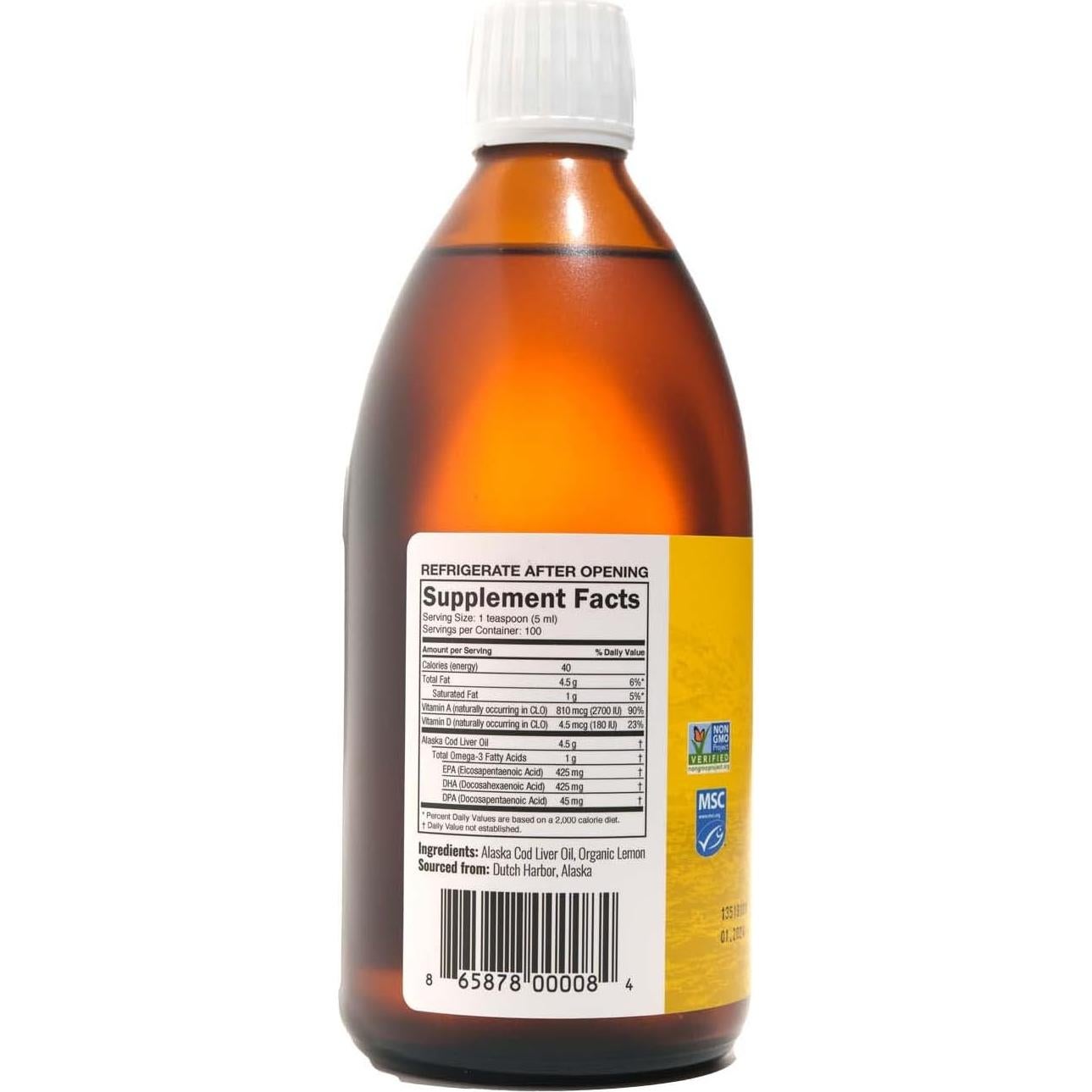 Aceite de Hígado de Bacalao On Target Living 473 ml Limón Orgánico