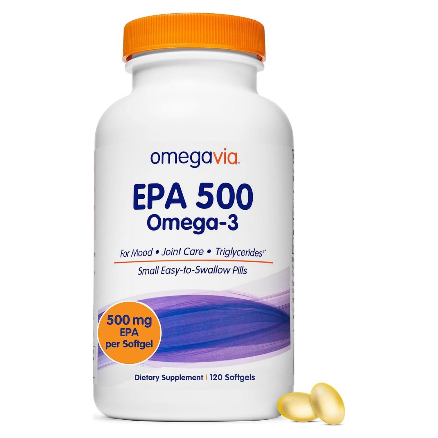 OmegaVia EPA 500 - Suplemento Omega-3 500 mg EPA 120 Cápsulas