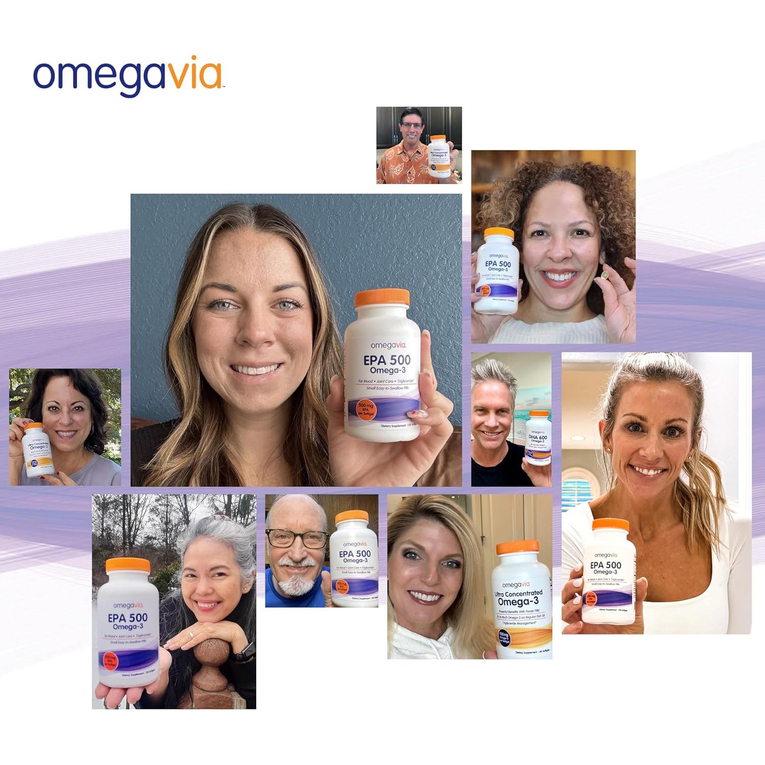 OmegaVia EPA 500 - Suplemento Omega-3 500 mg EPA 120 Cápsulas