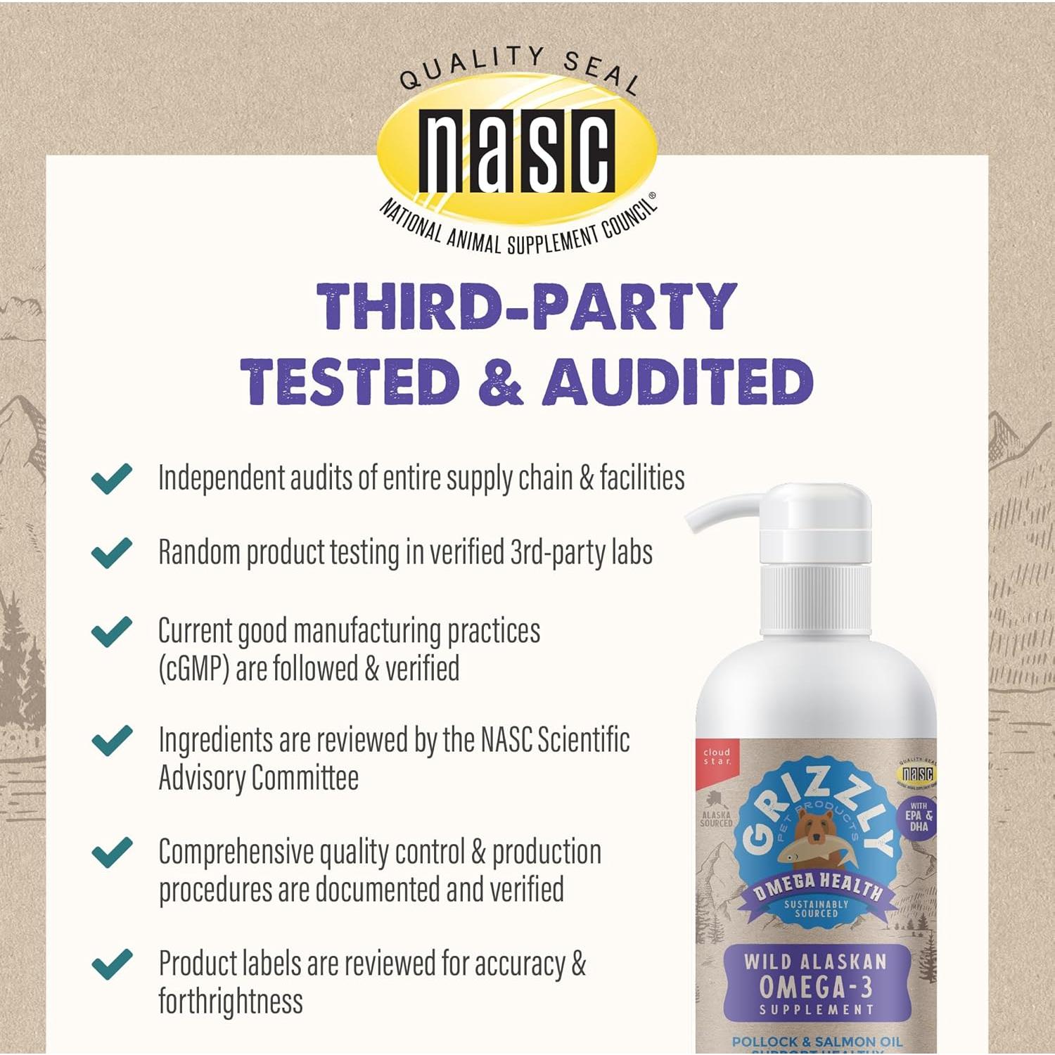 Suplemento Líquido Omega-3 Grizzly Pet 0.95L para Perros y Gatos