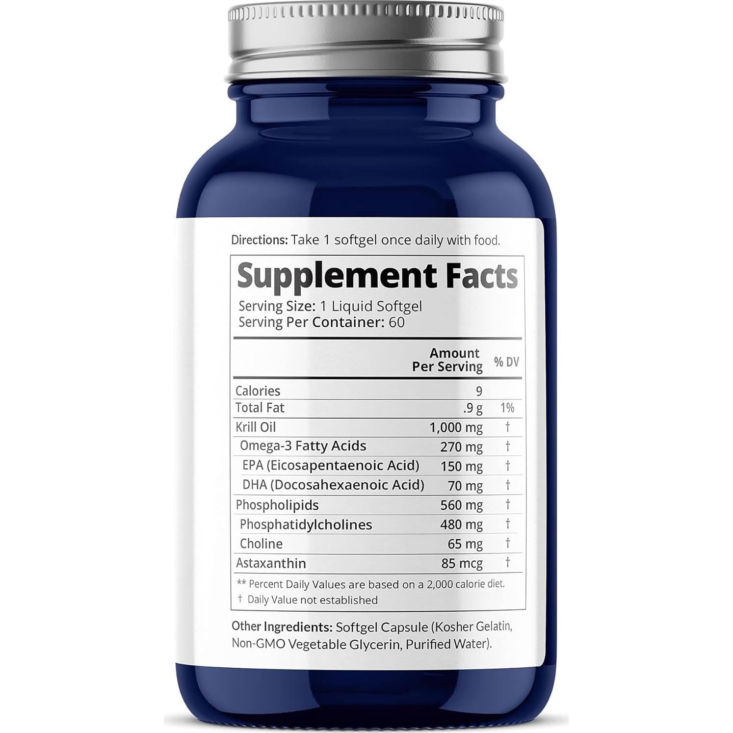 Aceite de Krill Orgánico Puro Oceanutra 1000mg 60 Cápsulas