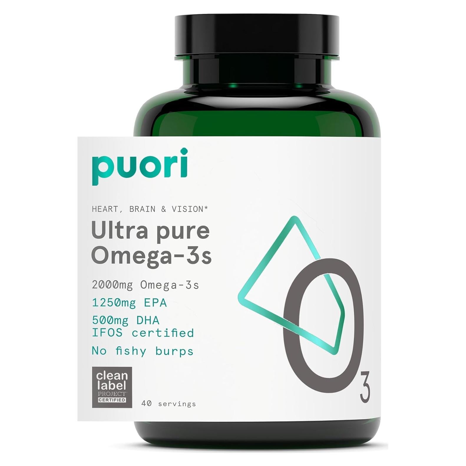 Puori Omega 3 Aceite de Pescado Ultra Puro 2000mg 120 Cápsulas