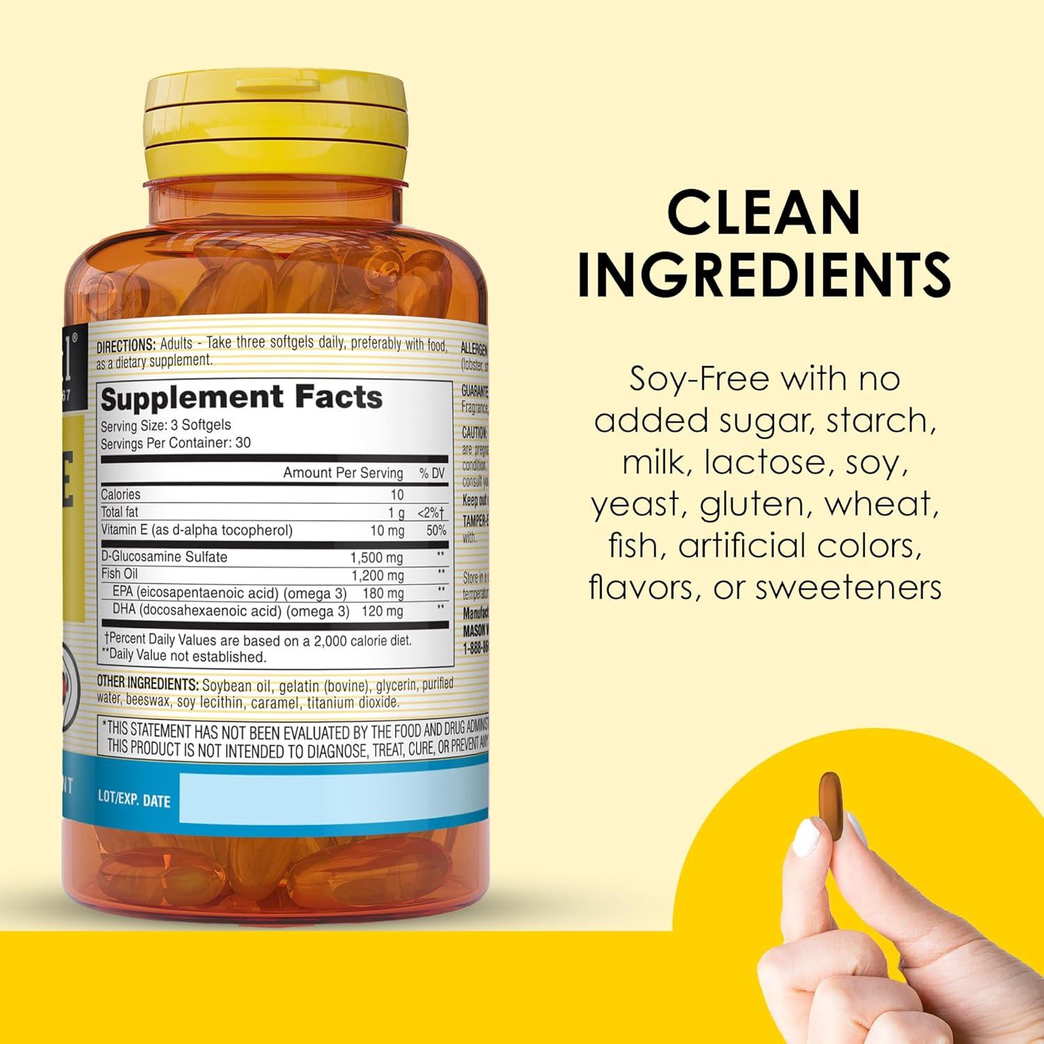 Suplemento de Glucosamina y Aceite de Pescado Mason Natural 1500mg