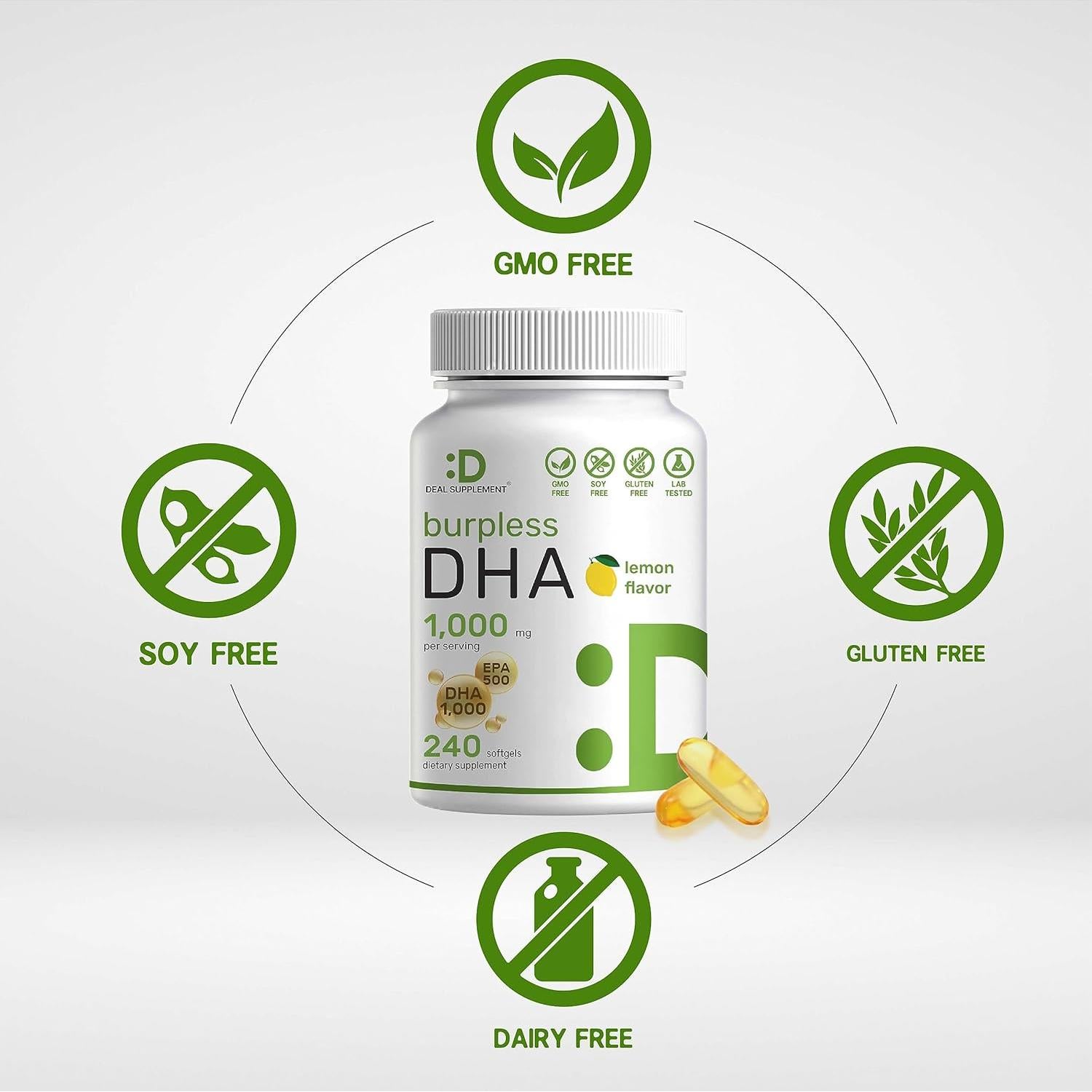 Suplemento Omega-3 DHA 1000mg Deal Supplement 240 Gelatinas