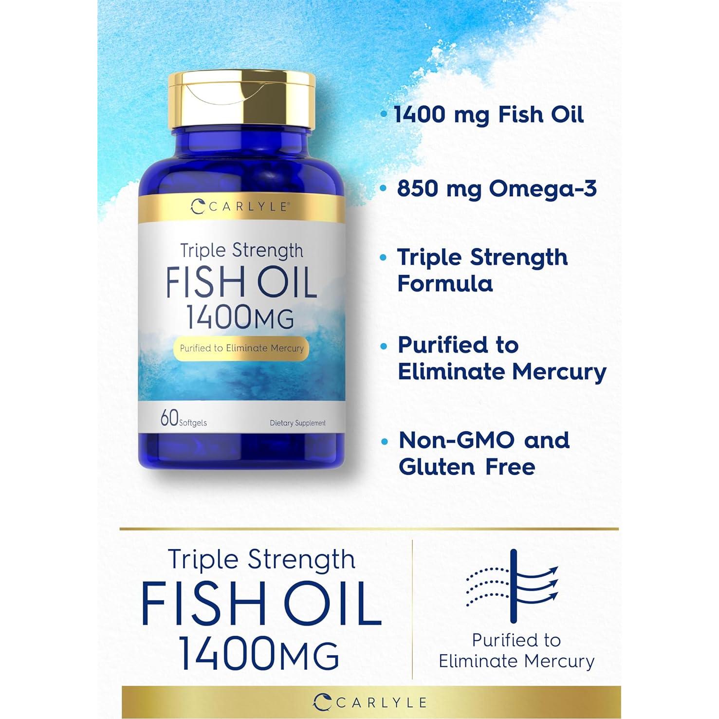 Carlyle Aceite de Pescado Omega 3 Triple Fuerza 1400mg 60 Gelatinas