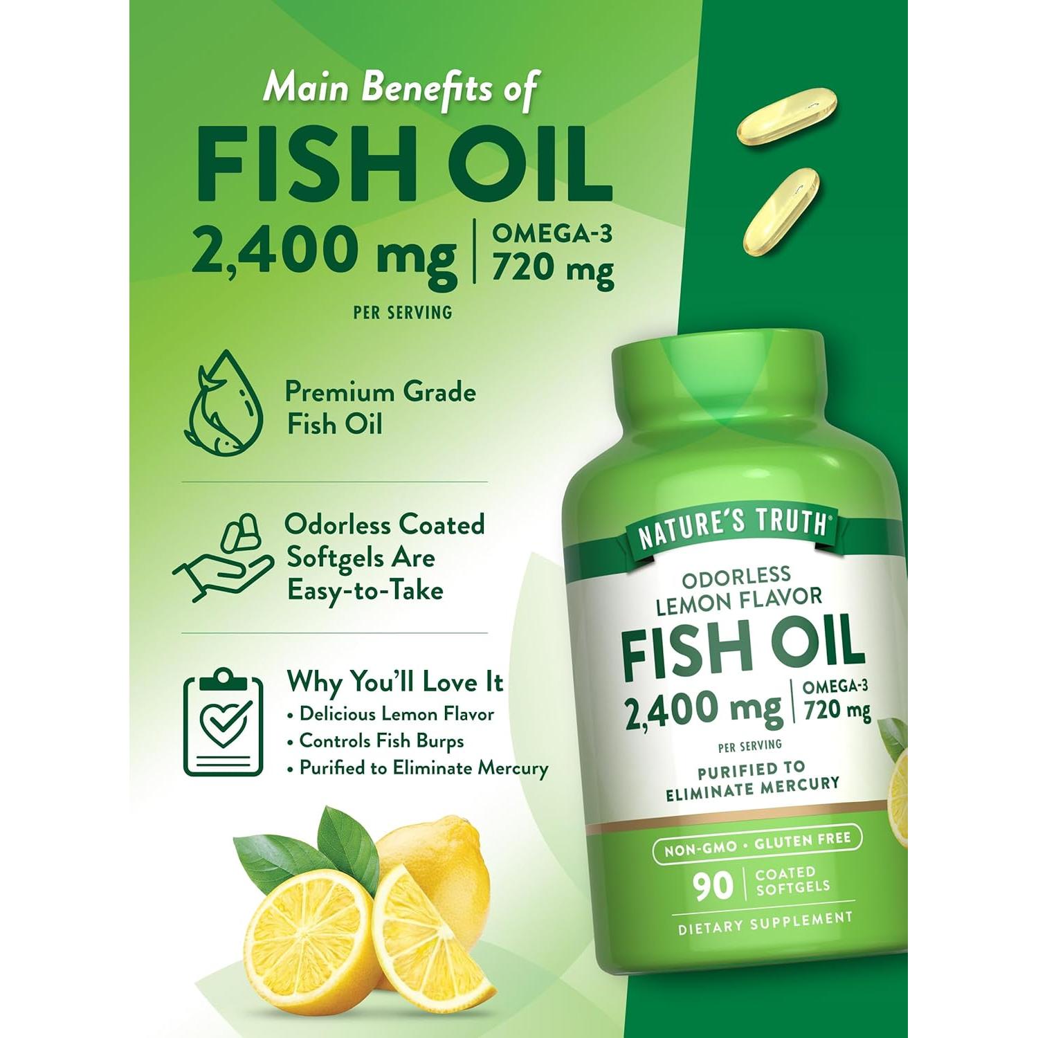 Suplemento Omega 3 Aceite de Pescado La Verdad de la Naturaleza 2400mg