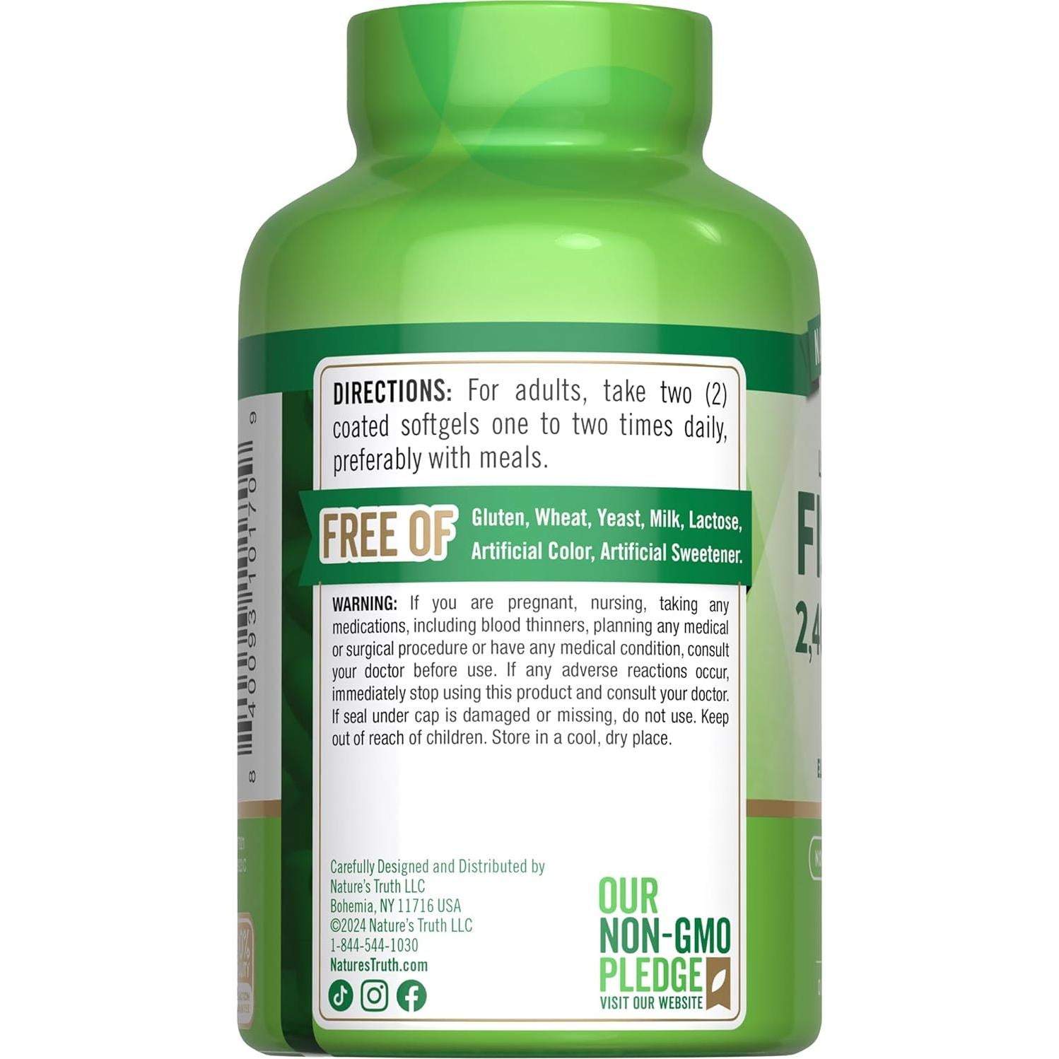 Suplemento Omega 3 Aceite de Pescado La Verdad de la Naturaleza 2400mg