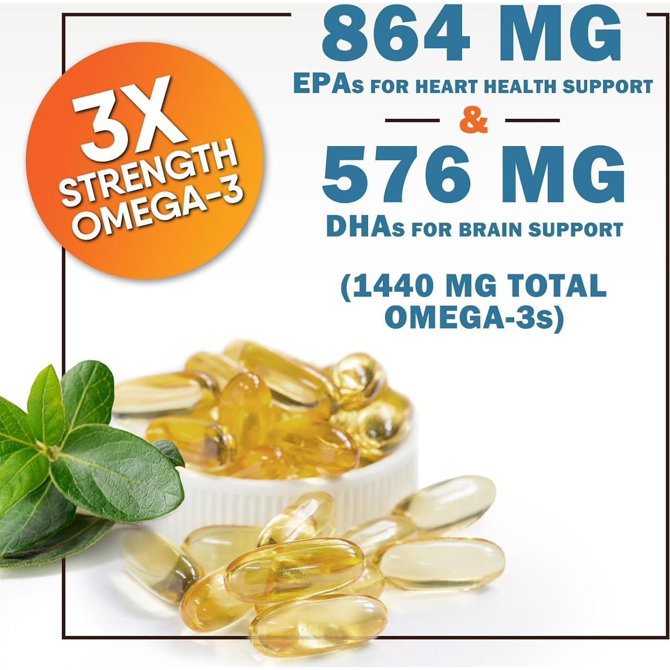 Aceite de Pescado Omega 3 Nutrición de la Naturaleza 2400 mg 180 Gelatinas