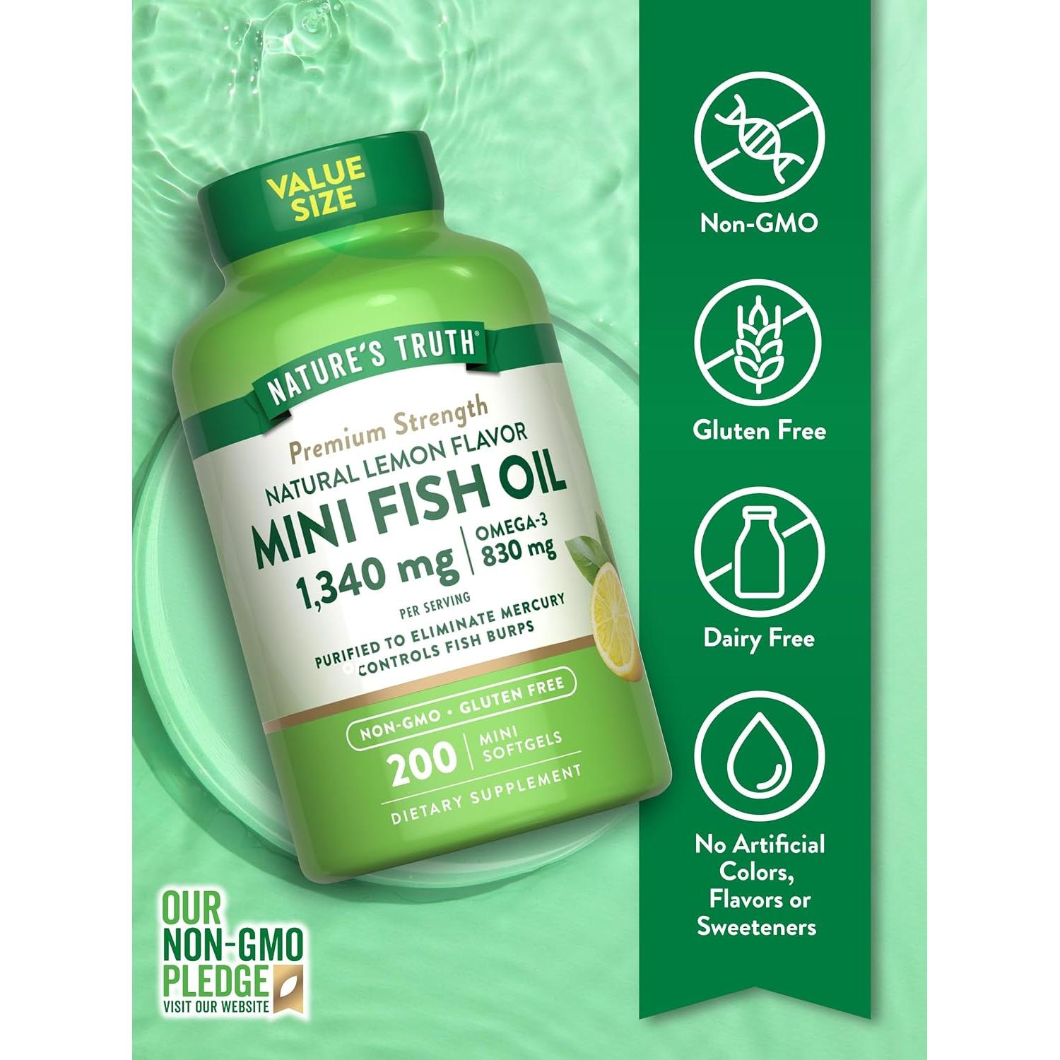 Aceite de Pescado Omega 3 La Verdad de la Naturaleza 1340 mg 200 Gelatinas