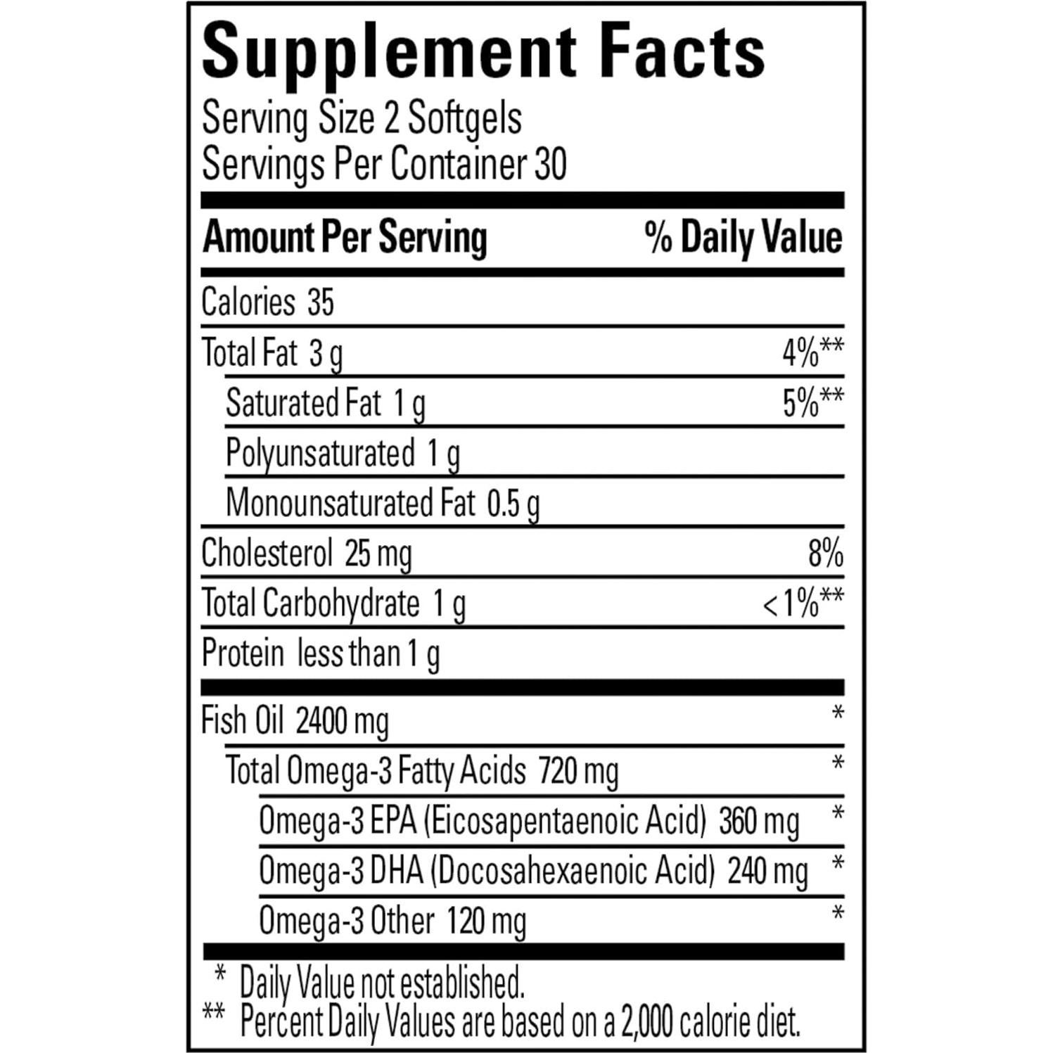 Aceite de Pescado Nature Made 1200 mg 60 Gelatinas Blandas Omega 3