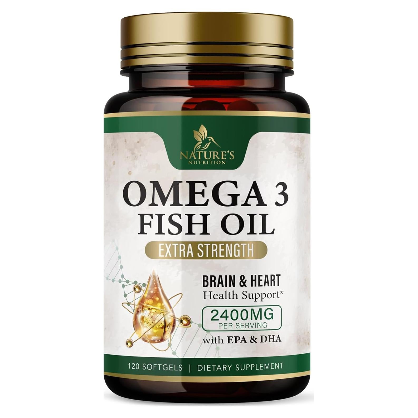 Suplemento Omega 3 Aceite de Pescado Nature's Nutrition 2400 mg - 120 Cápsulas Blandas