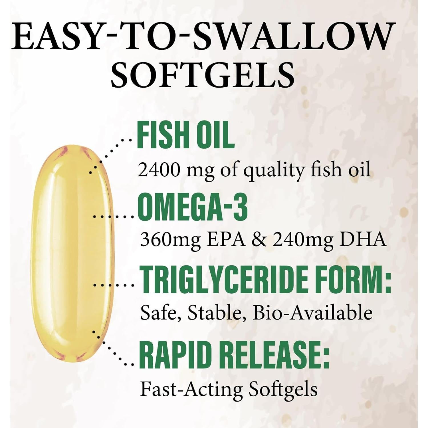 Suplemento Omega 3 Aceite de Pescado Nature's Nutrition 2400 mg - 120 Cápsulas Blandas