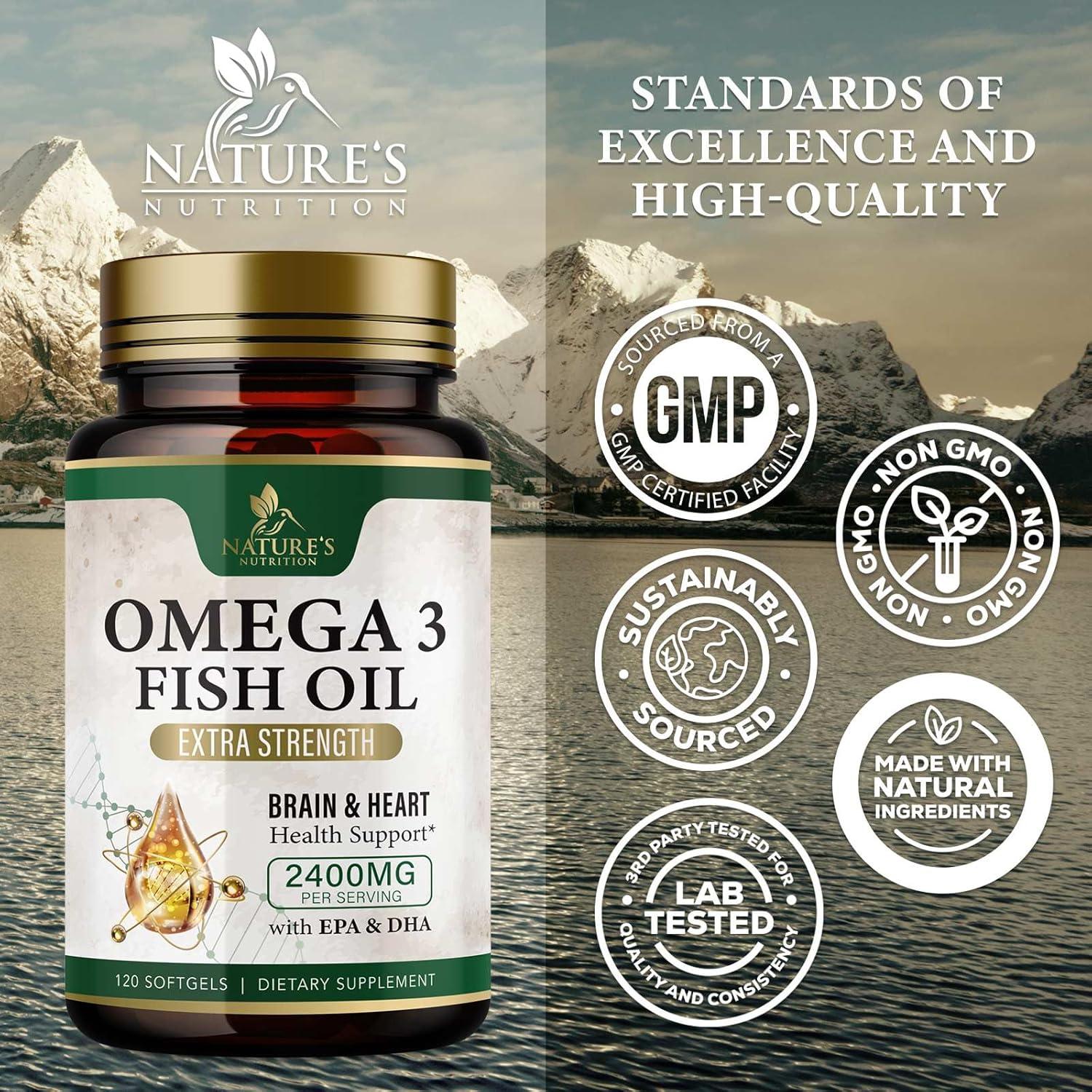 Suplemento Omega 3 Aceite de Pescado Nature's Nutrition 2400 mg - 120 Cápsulas Blandas