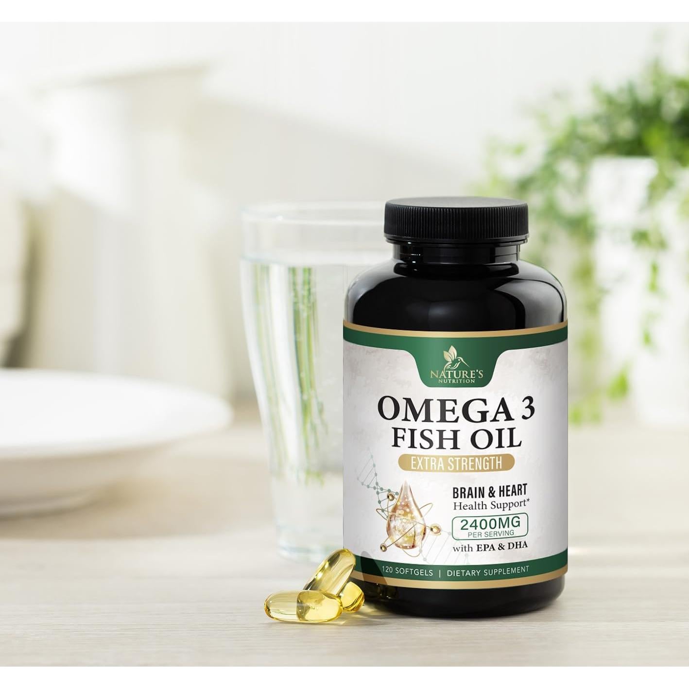 Suplemento Omega 3 Aceite de Pescado Nature's Nutrition 2400 mg - 120 Cápsulas Blandas