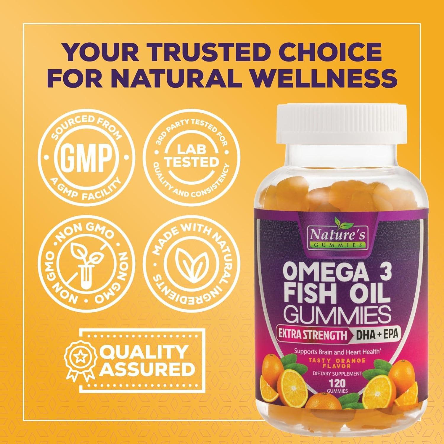 Gomitas Omega 3 Nature 120 Unidades DHA EPA Sabor Naranja
