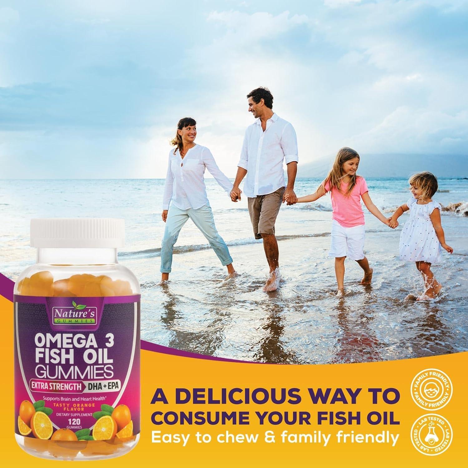 Gomitas Omega 3 Nature 120 Unidades DHA EPA Sabor Naranja
