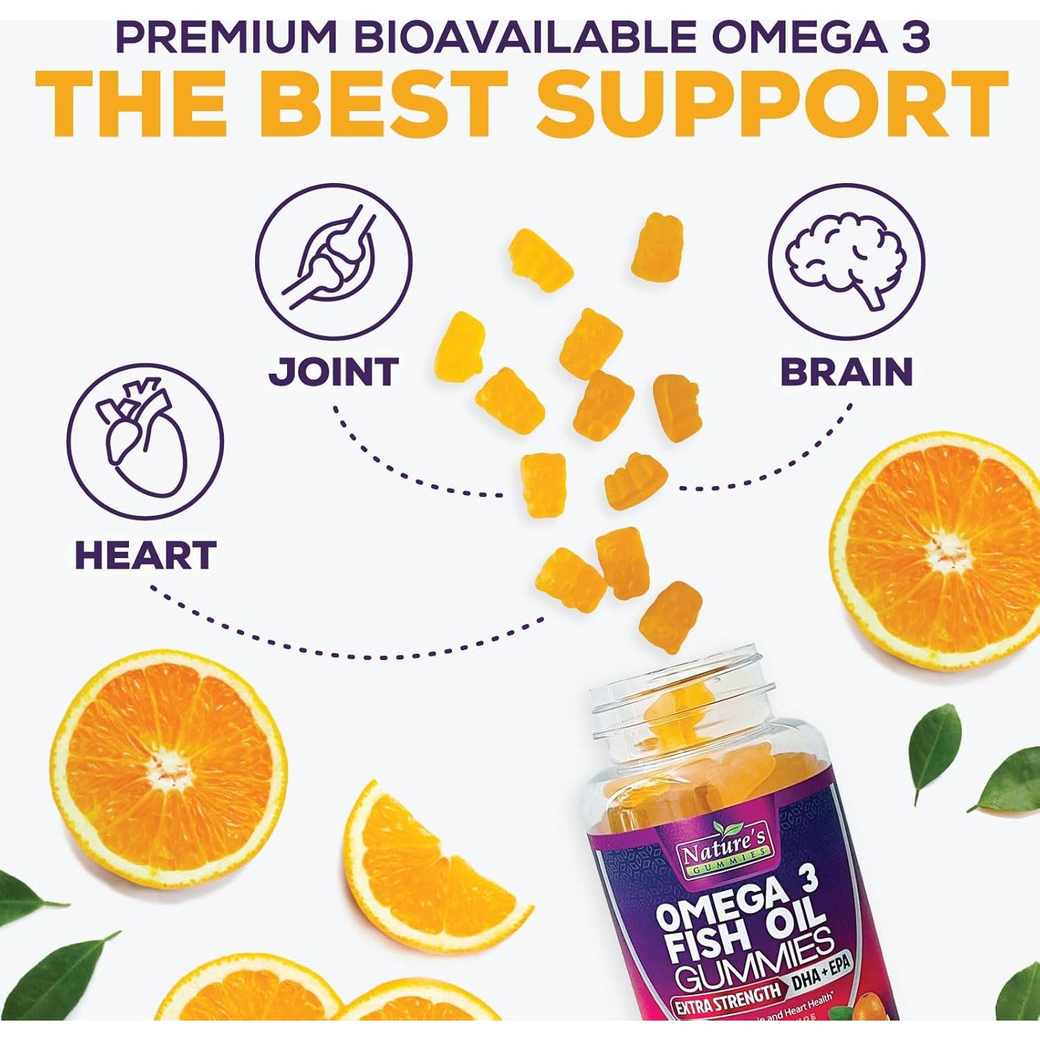 Gomitas Omega 3 Nature 120 Unidades DHA EPA Sabor Naranja