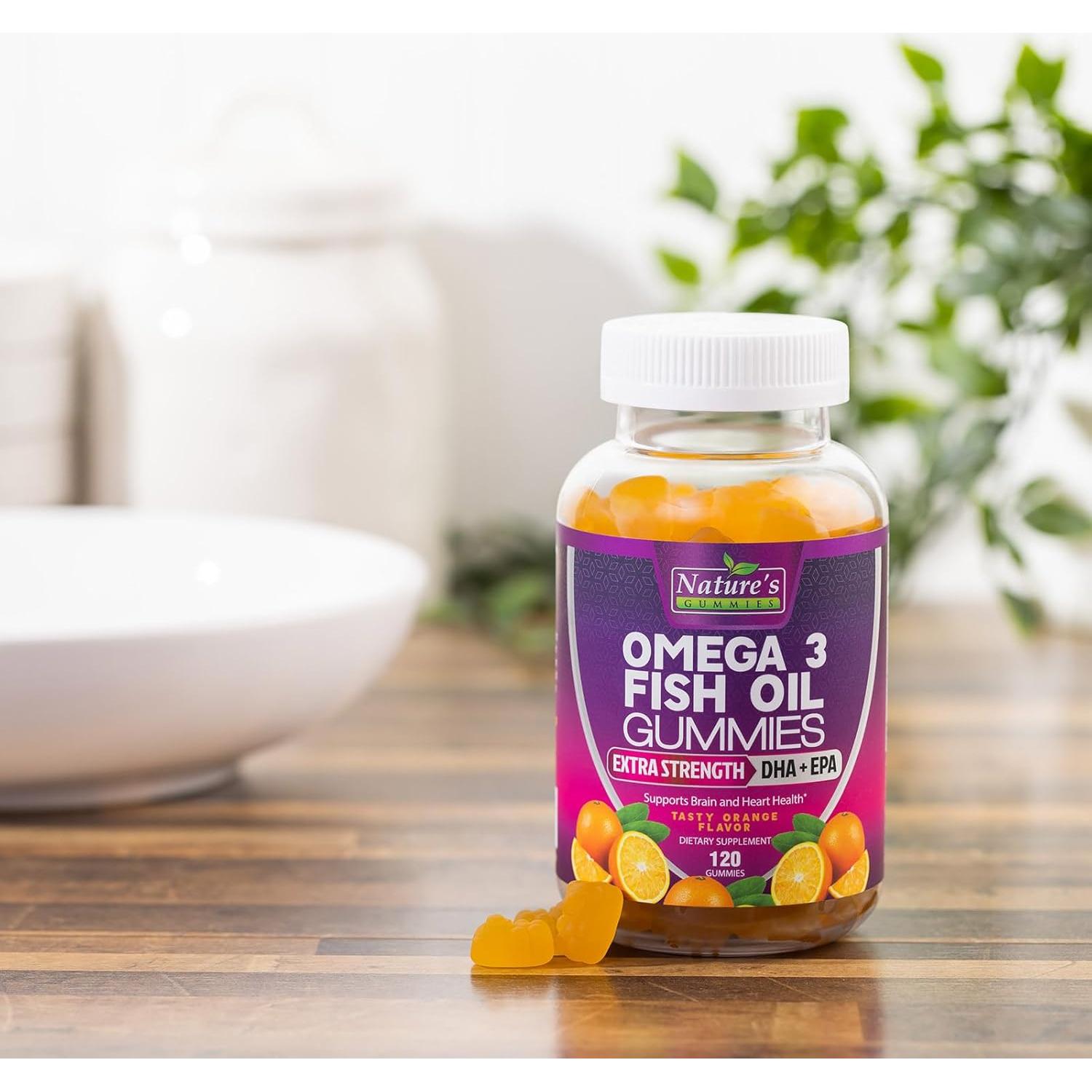 Gomitas Omega 3 Nature 120 Unidades DHA EPA Sabor Naranja