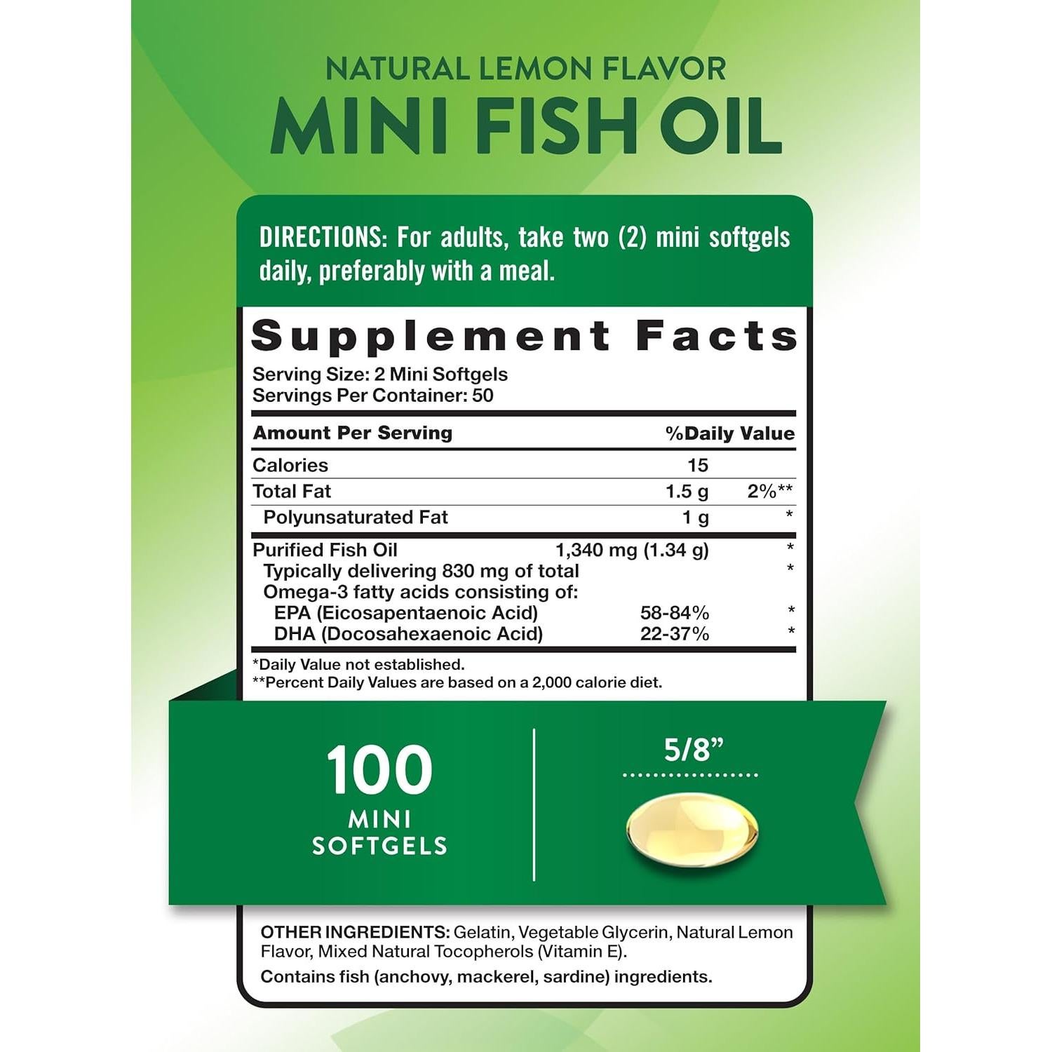 Mini Aceite de Pescado Omega 3 La Verdad de la Naturaleza 1340 mg 100 Gelatinas