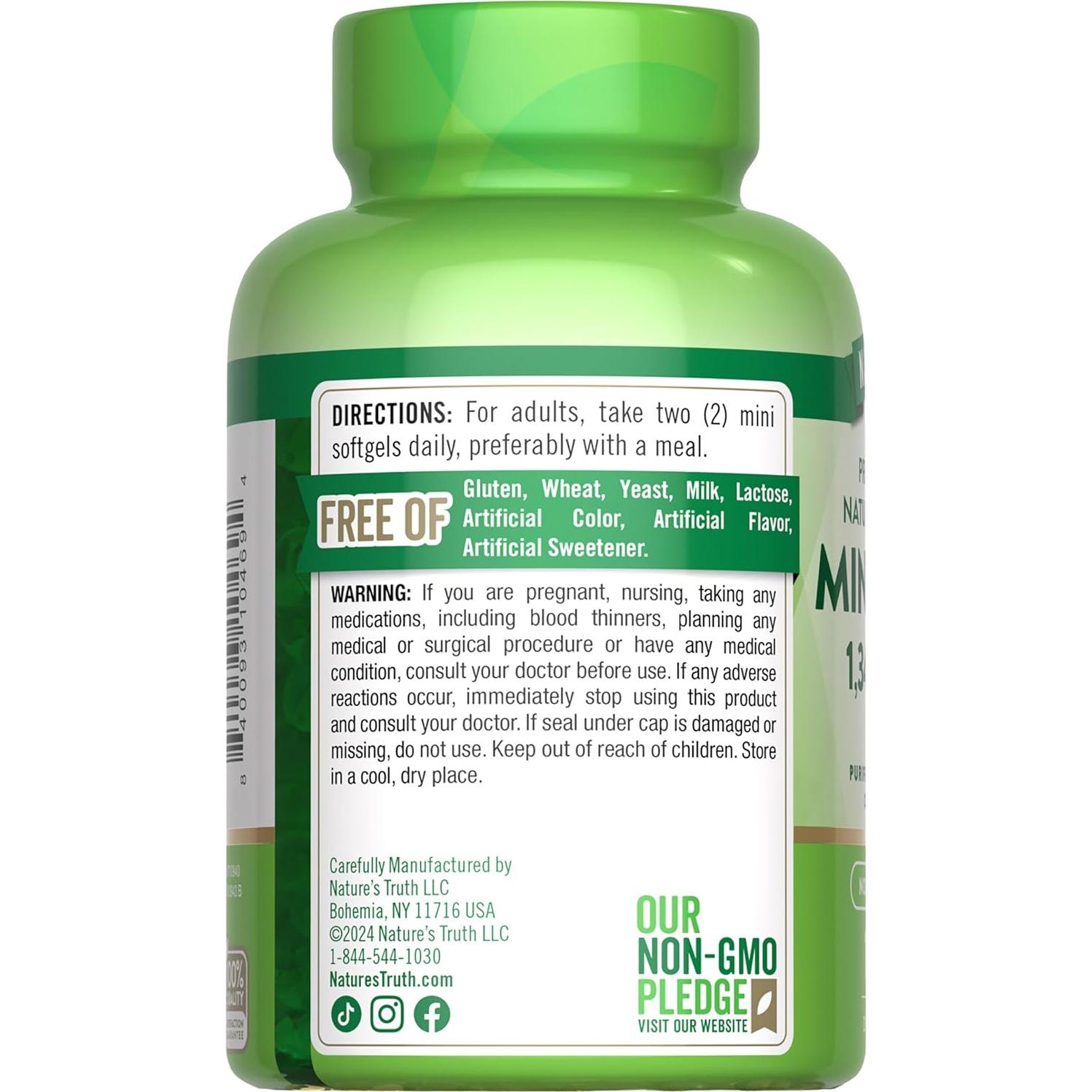 Mini Aceite de Pescado Omega 3 La Verdad de la Naturaleza 1340 mg 100 Gelatinas