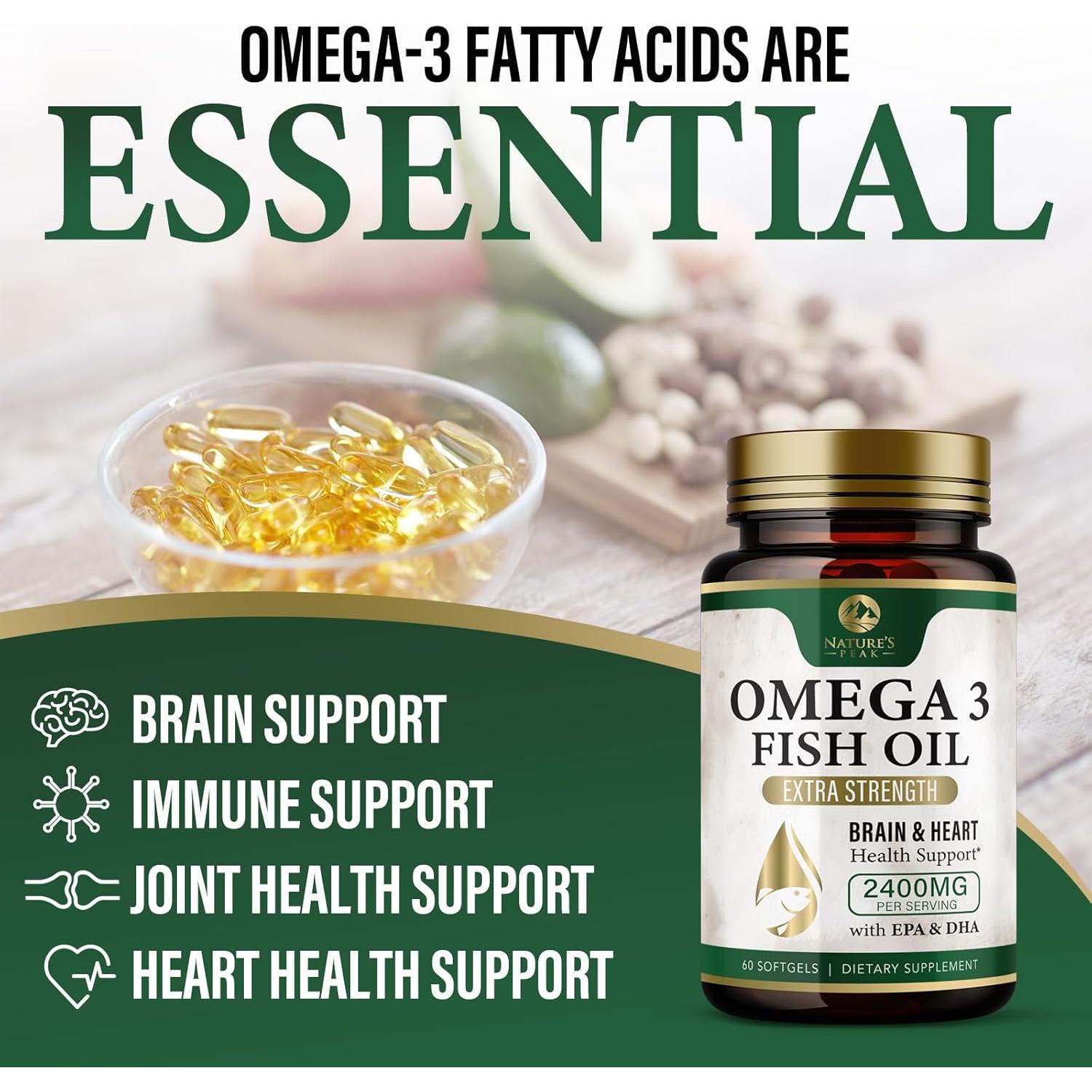 Aceite de Pescado Nature's Peak 2400 mg - Omega 3 EPA DHA 60 Cápsulas