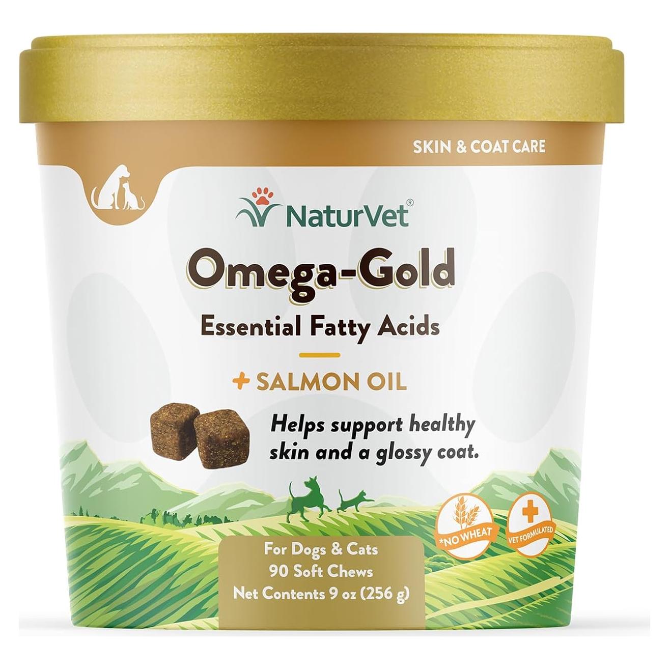 NaturVet Aceite de Salmón Omega-Gold Plus 90 Masticables Suaves