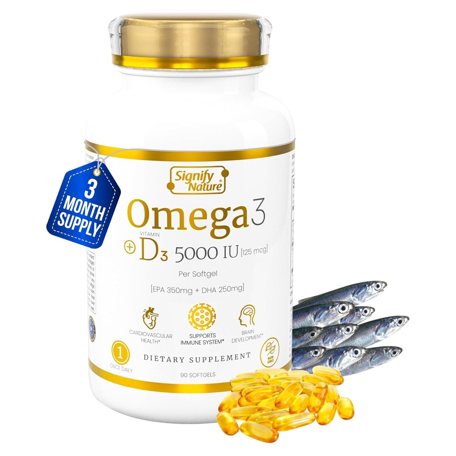 Suplemento Omega 3 Signify Nature 1000mg + Vitamina D3 5000 IU
