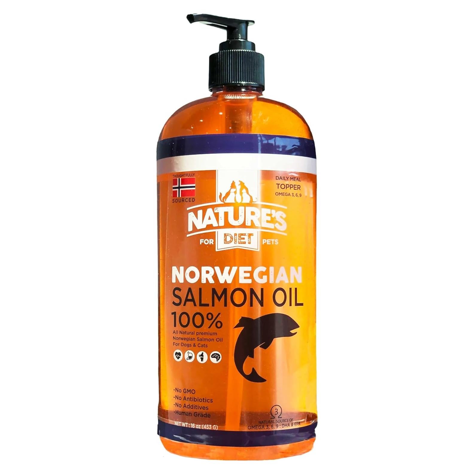 Aceite de Salmón Noruego Nature's Diet 946 ml para Mascotas - Omega 3, Salud Articular y Piel