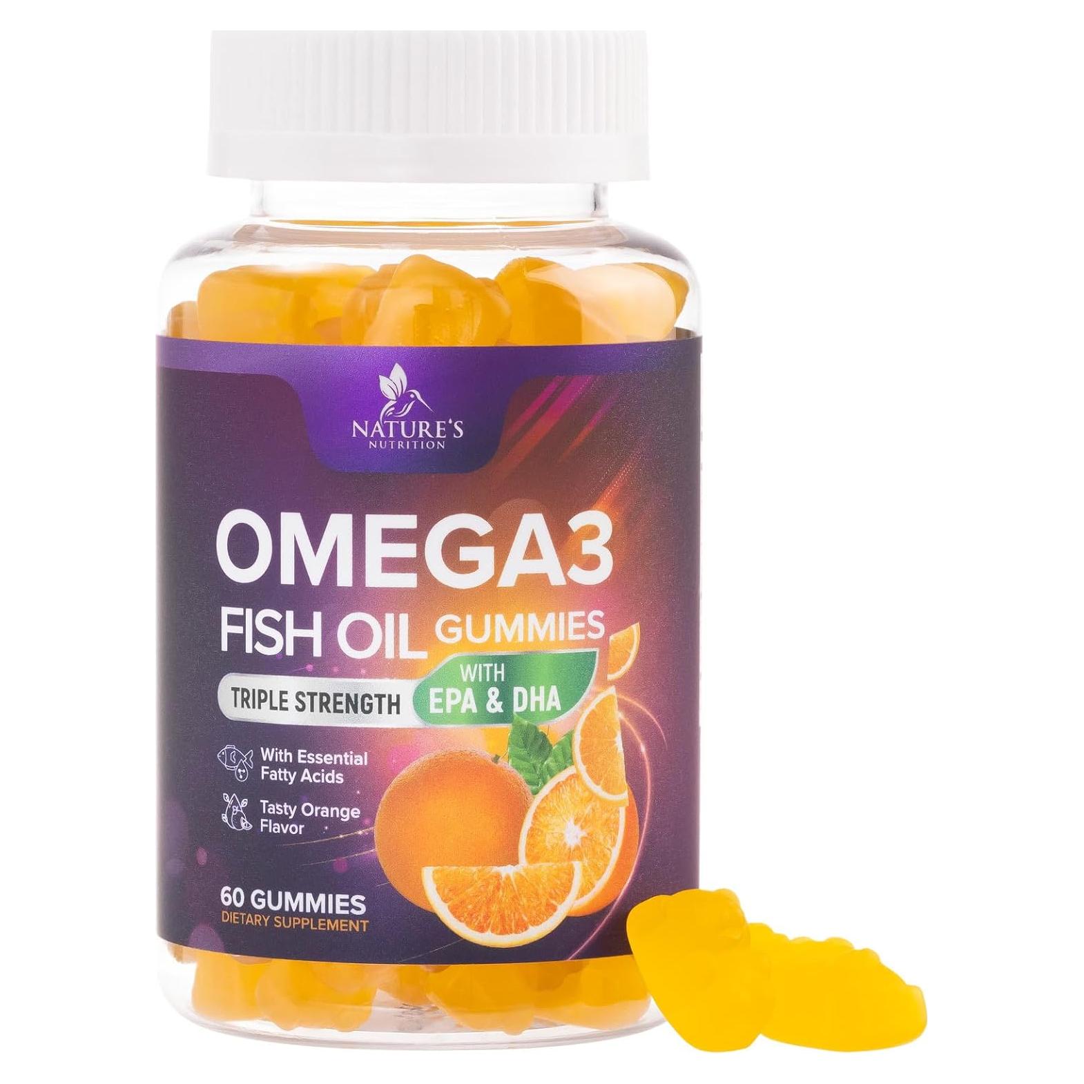 Gomitas Omega-3 Nature's Nutrition 60 Unidades - Salud Corazón y Cerebral