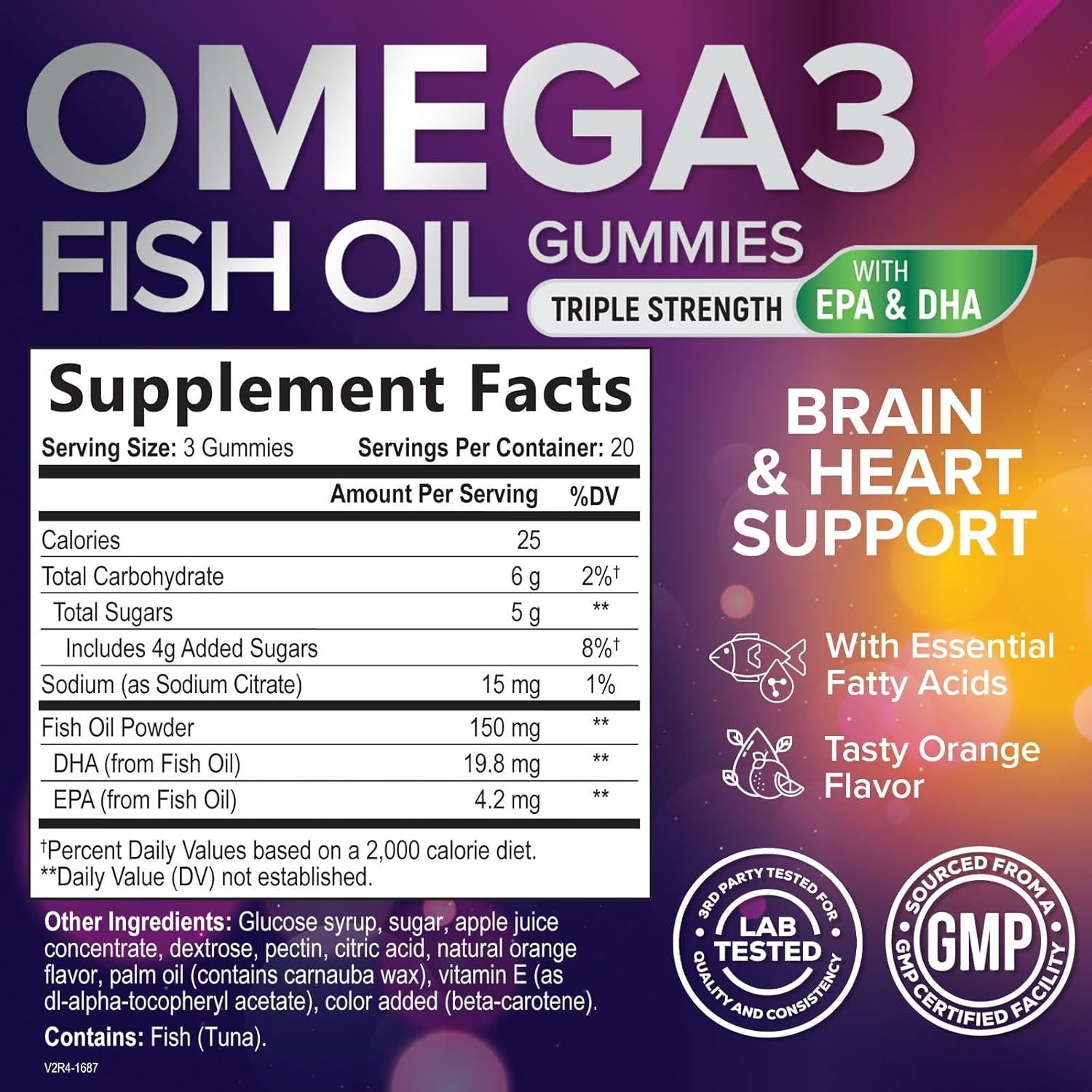 Gomitas Omega-3 Nature's Nutrition 60 Unidades - Salud Corazón y Cerebral