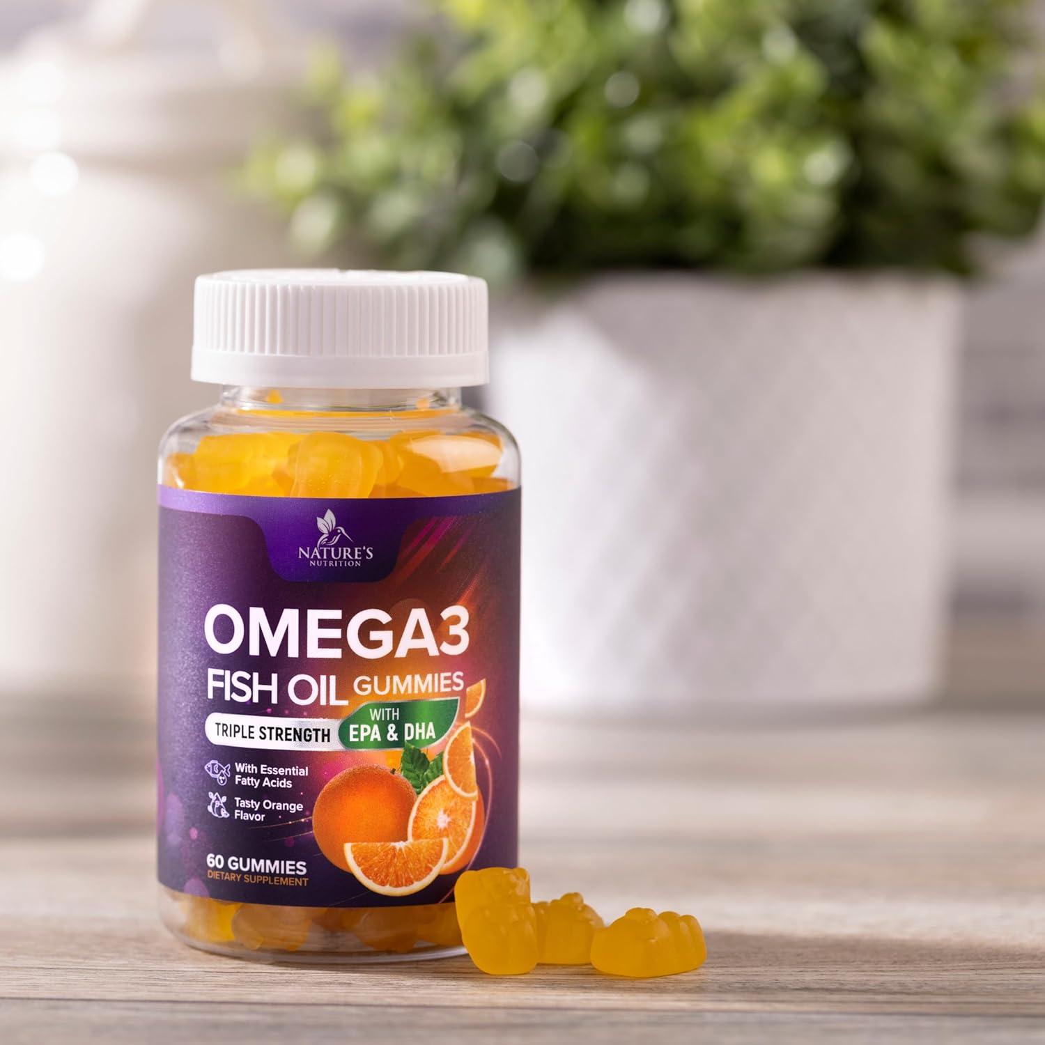 Gomitas Omega-3 Nature's Nutrition 60 Unidades - Salud Corazón y Cerebral