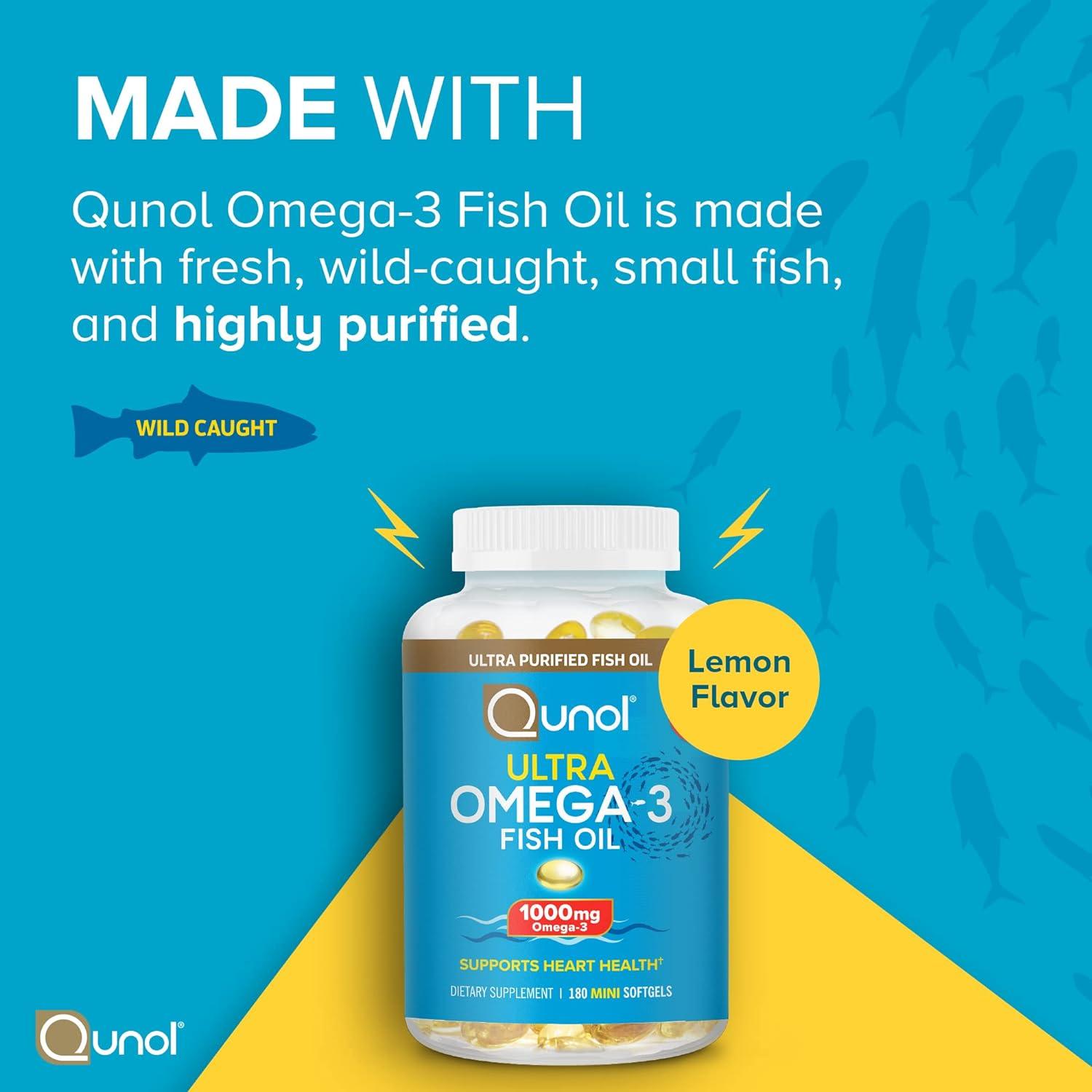 Qunol Omega 3 Aceite de Pescado 1000mg Gelatinas Blandas 180 Unidades