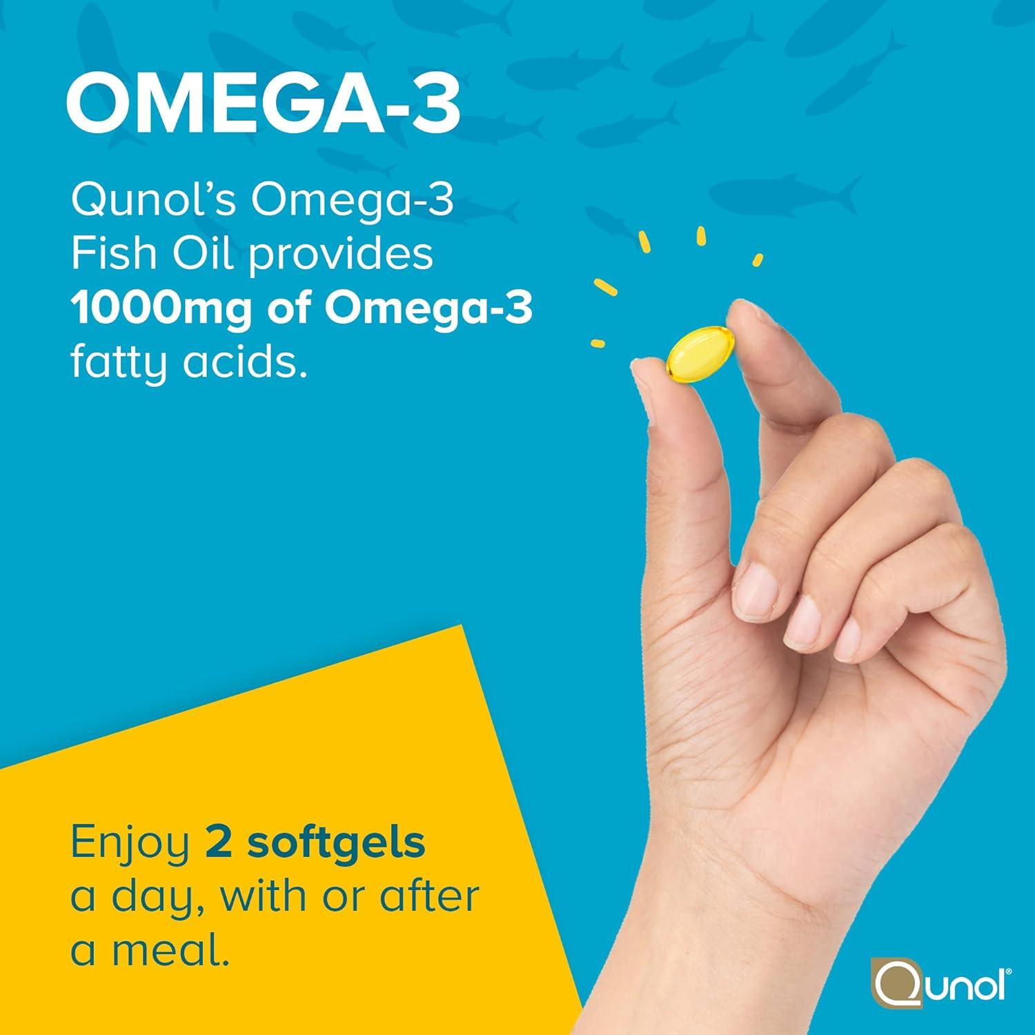 Qunol Omega 3 Aceite de Pescado 1000mg Gelatinas Blandas 180 Unidades