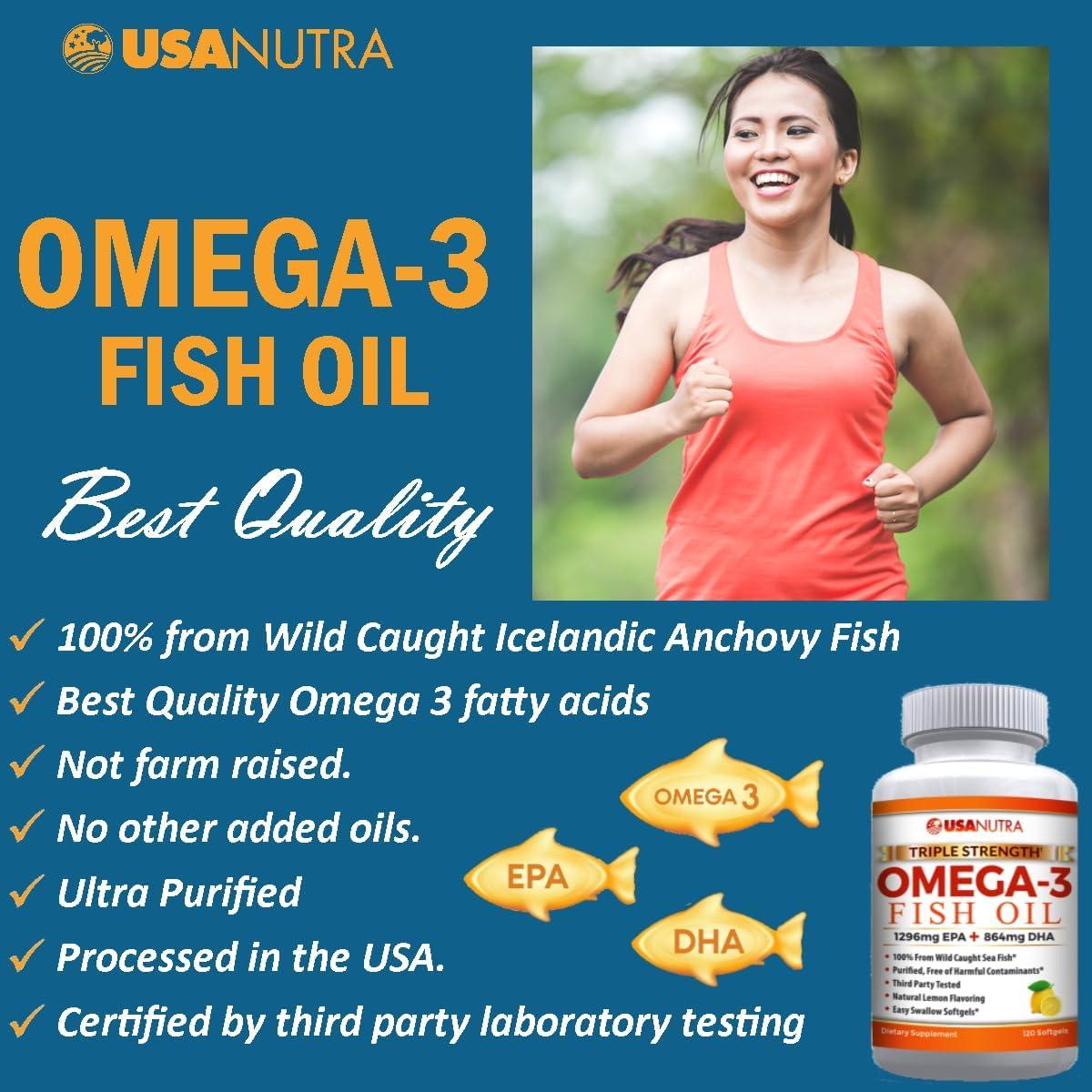 Suplemento Omega 3 Aceite de Pescado USANUTRA 3600mg 120 Cápsulas