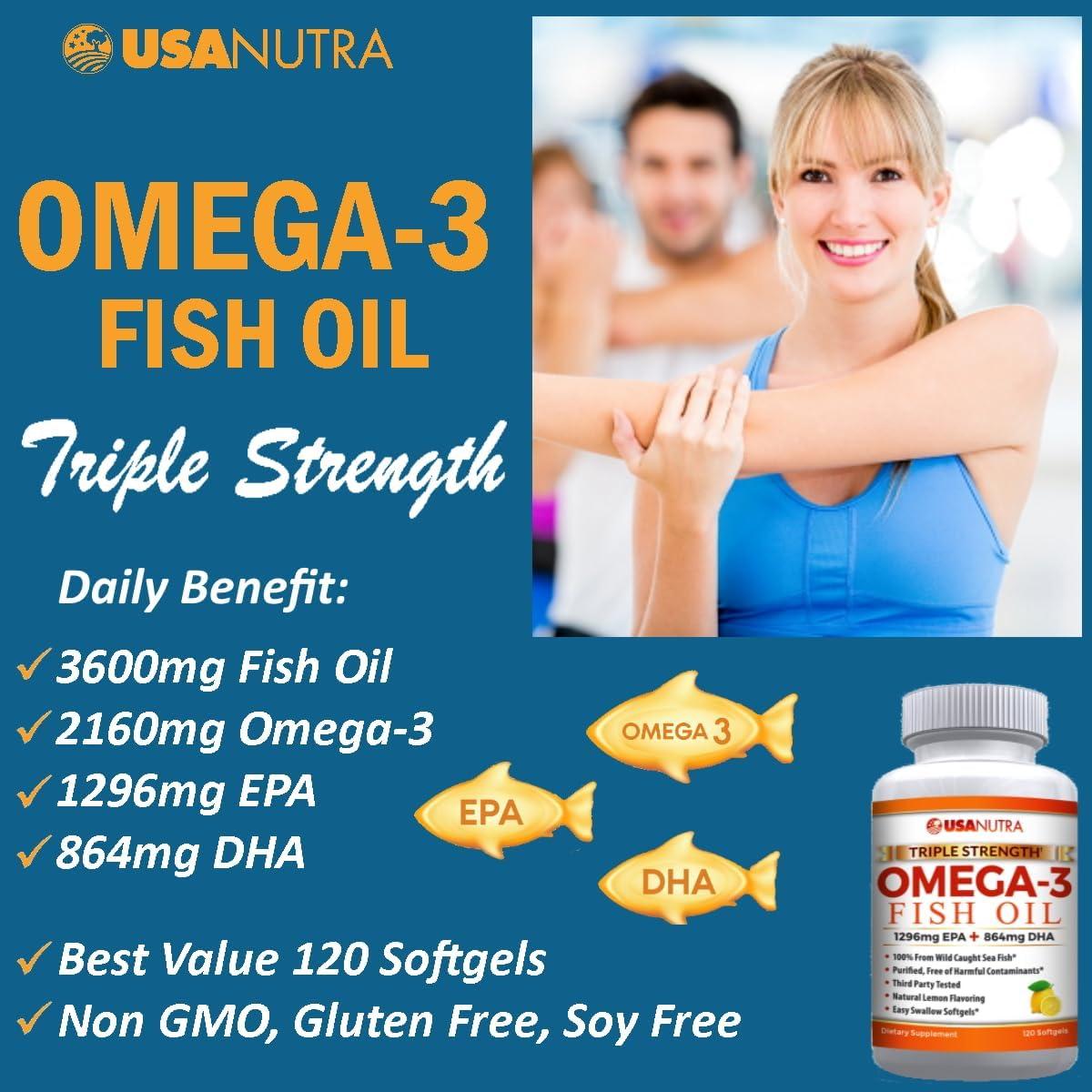 Suplemento Omega 3 Aceite de Pescado USANUTRA 3600mg 120 Cápsulas